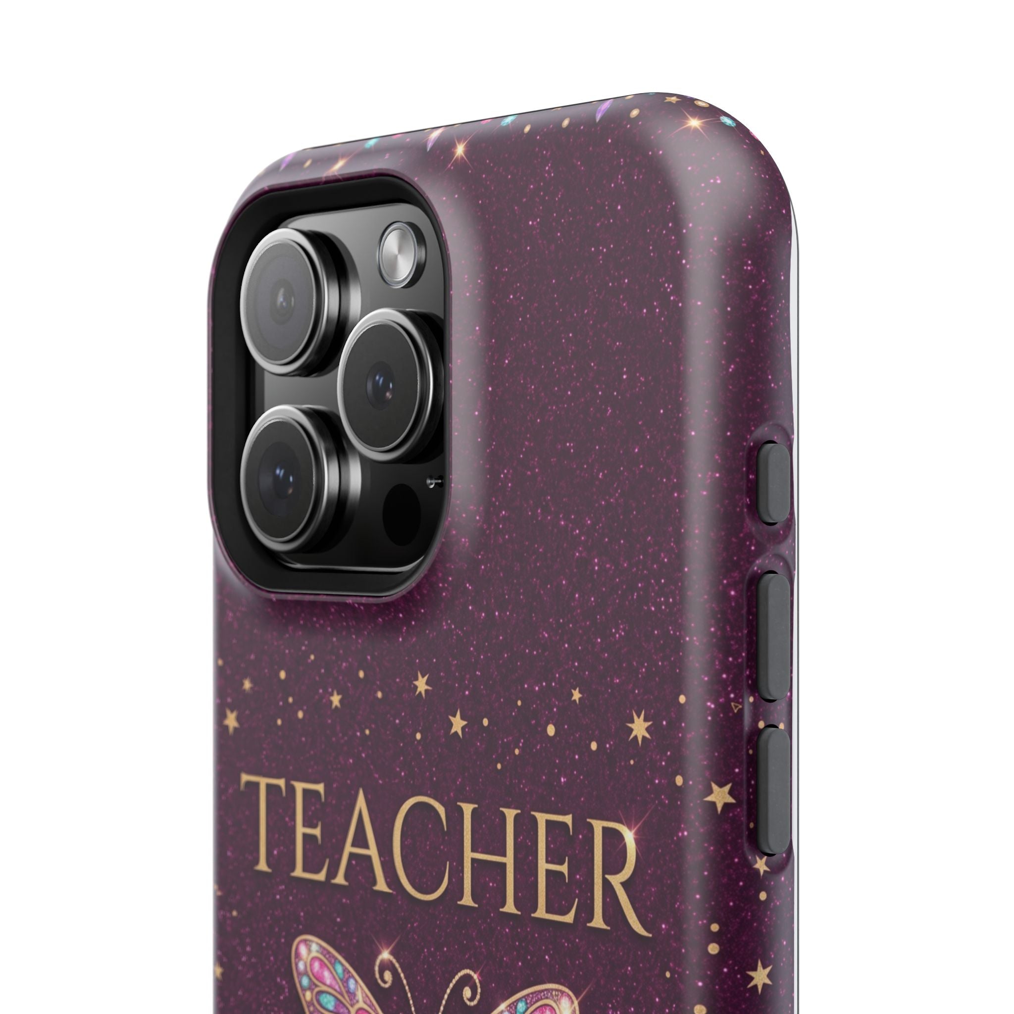 Teacher Life Glitter Butterfly Phone Case — Wireless Charging Cover