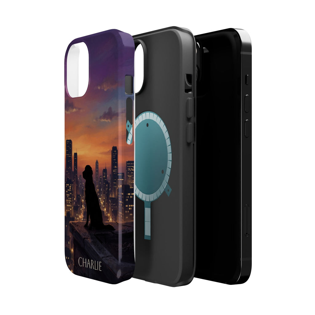Personalized Golden Retriever City Skyline Phone Case — Wireless Charging Cover