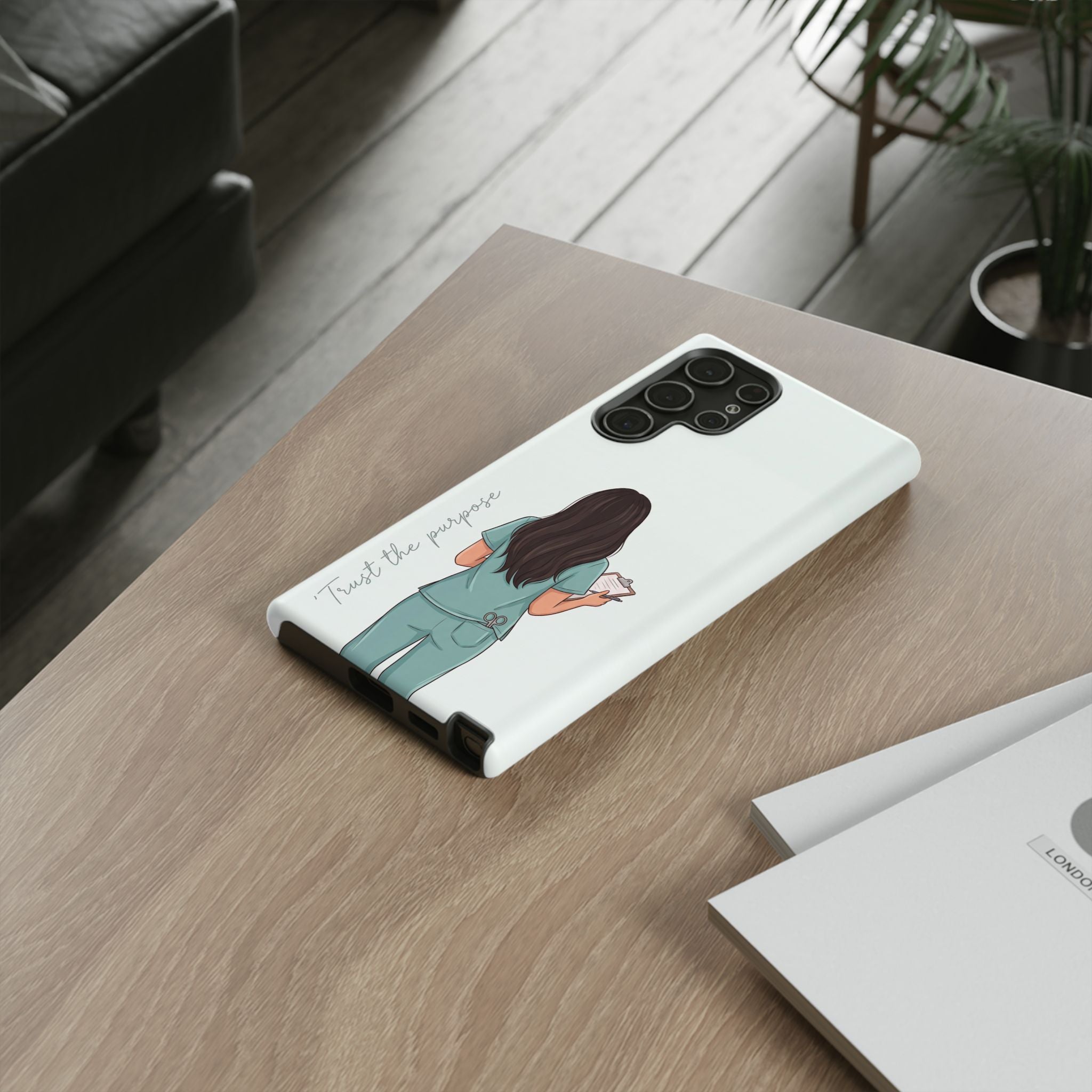 "Trust the Purpose" Nurse Phone Case | Illustrated Nurse in Scrubs Design | iPhone & Samsung