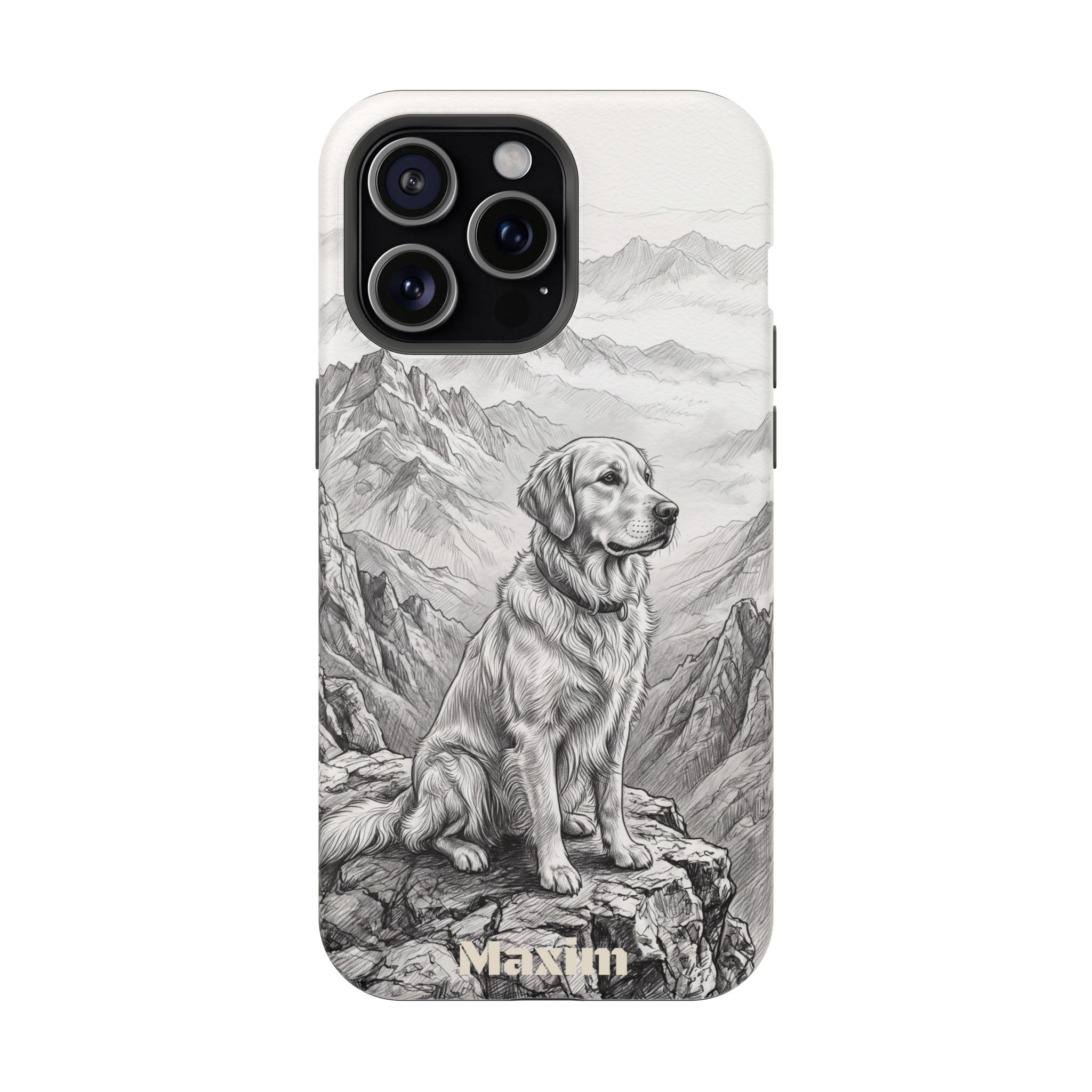 Personalized Golden Retriever Mountain Peak Phone Case — Wireless Charging Cover