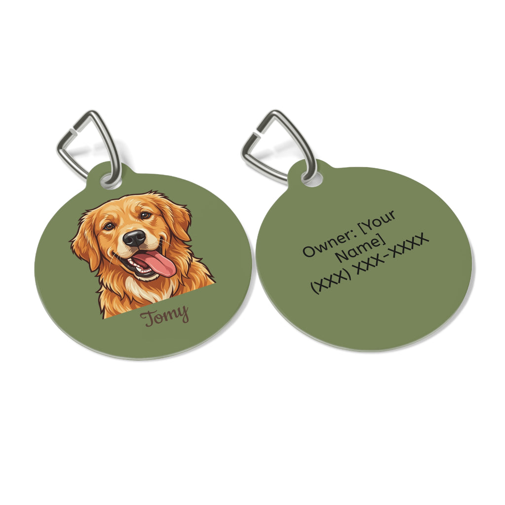 Personalized Golden Retriever Pet Tag – Custom Photo & Name Dog ID Tag