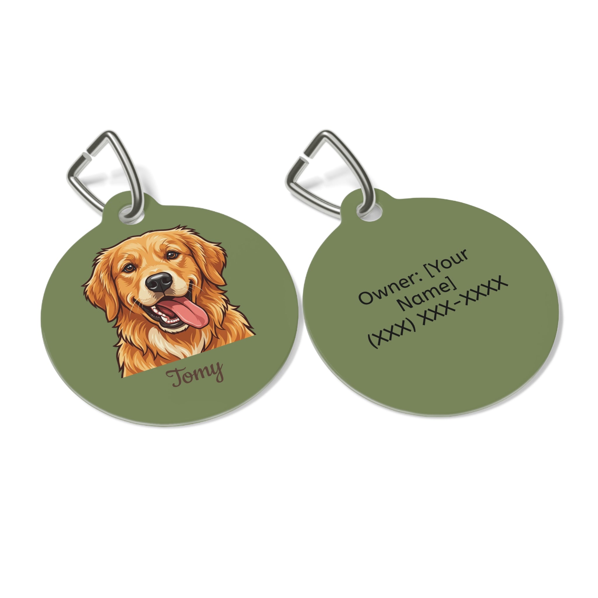 Personalized Golden Retriever Pet Tag – Custom Photo & Name Dog ID Tag