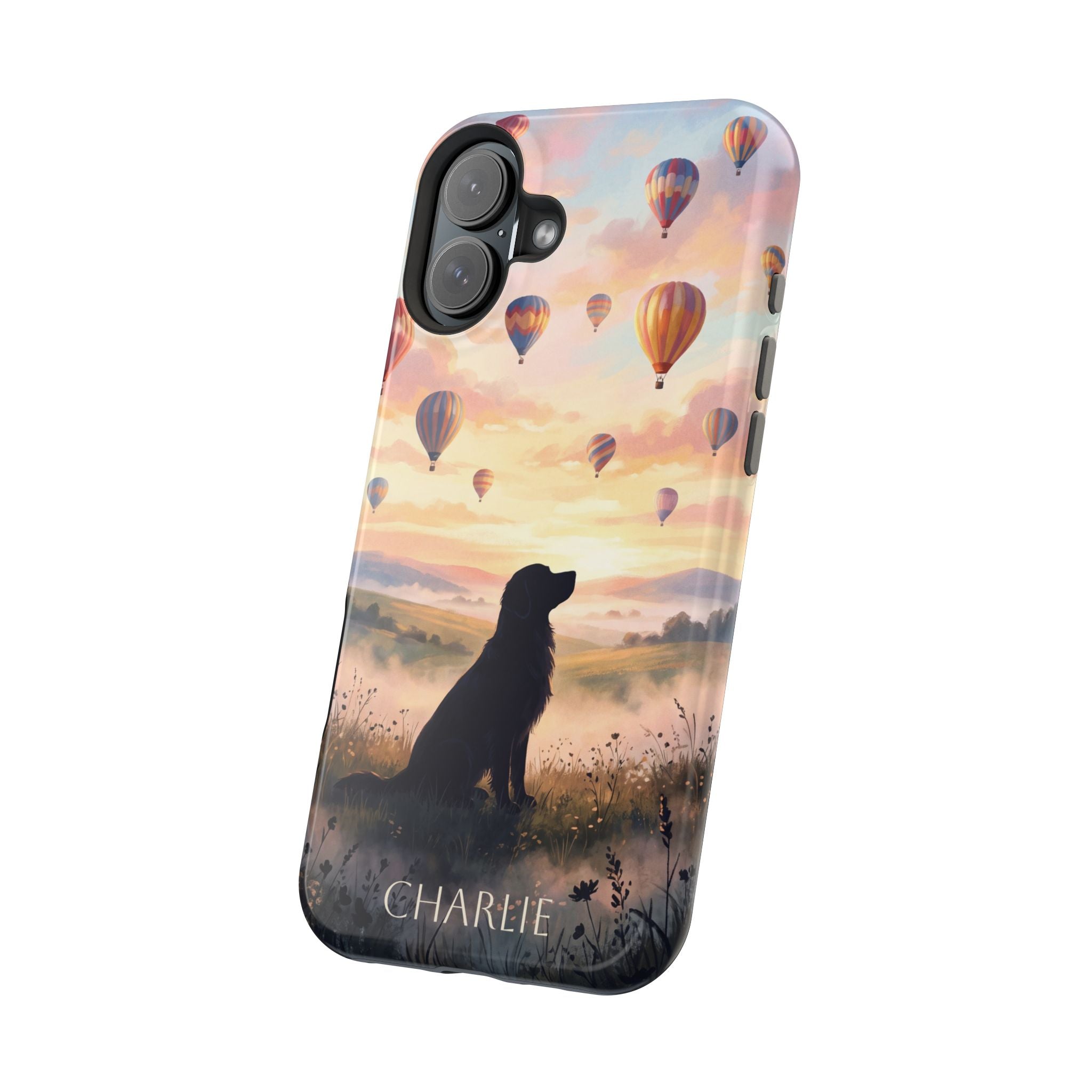 Personalized Golden Retriever Hot Air Balloon Phone Case — Wireless Charging Cover