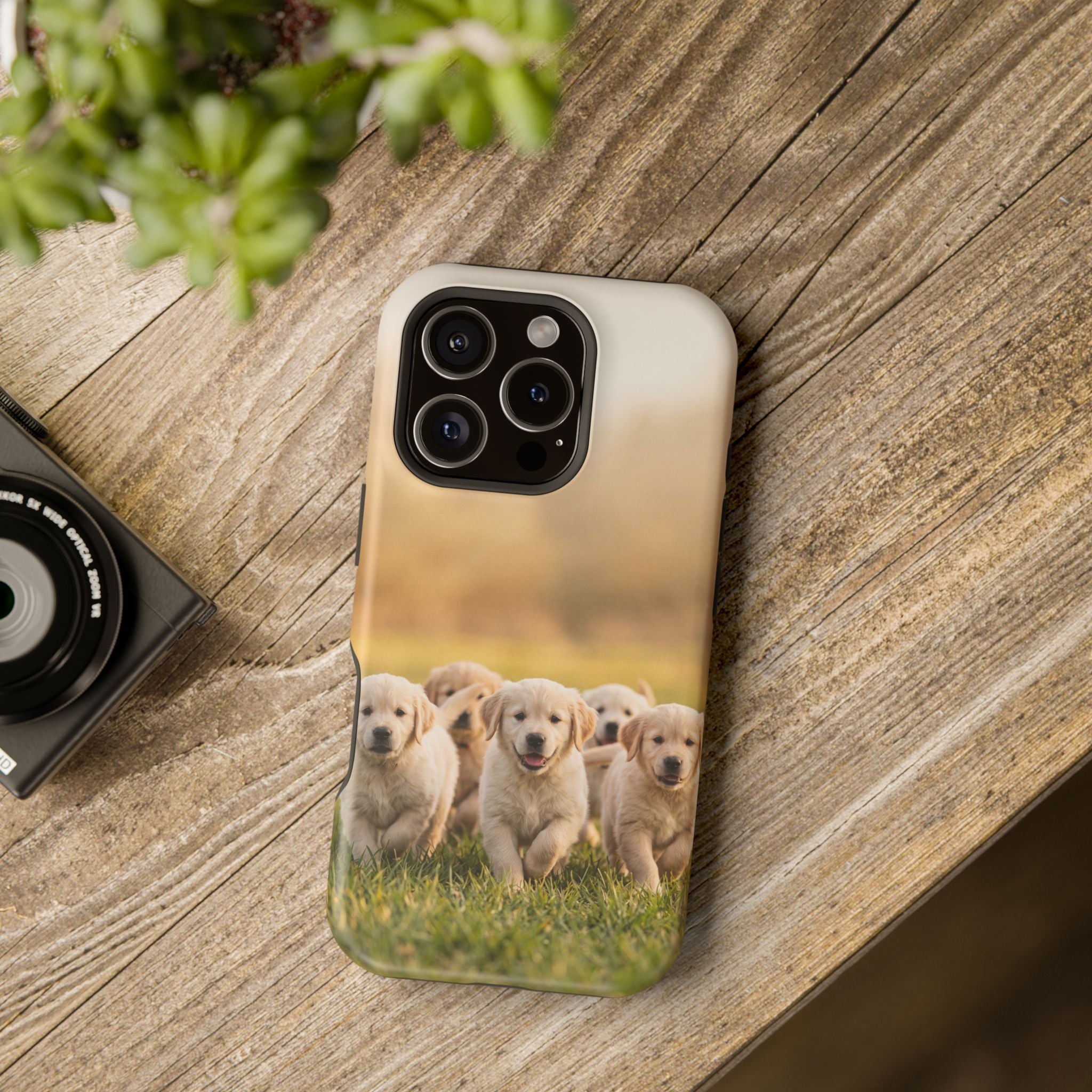 Golden Retriever Puppies Phone Case — Impact-Resistant Wireless Charging Cover