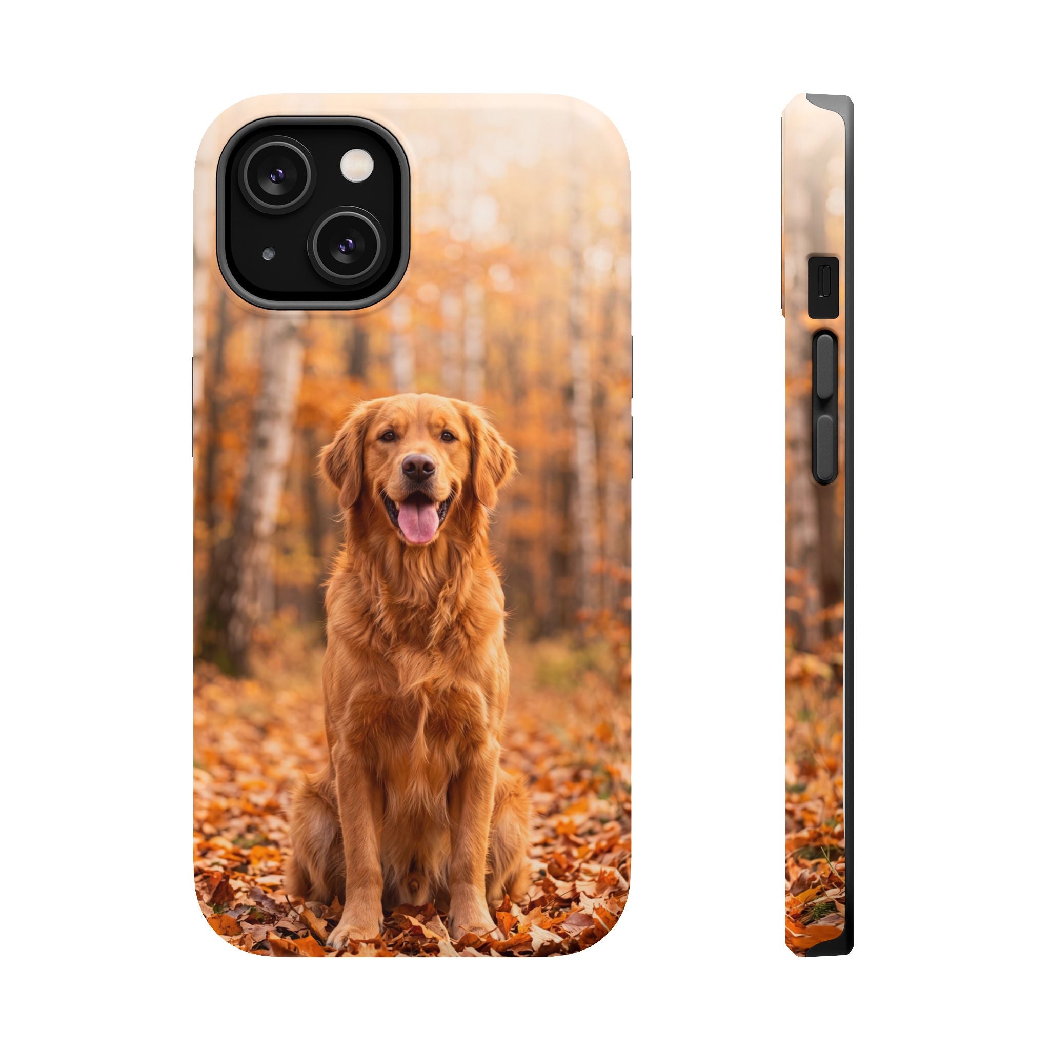 Autumn Golden Retriever Phone Case — Impact-Resistant Wireless Charging Cover