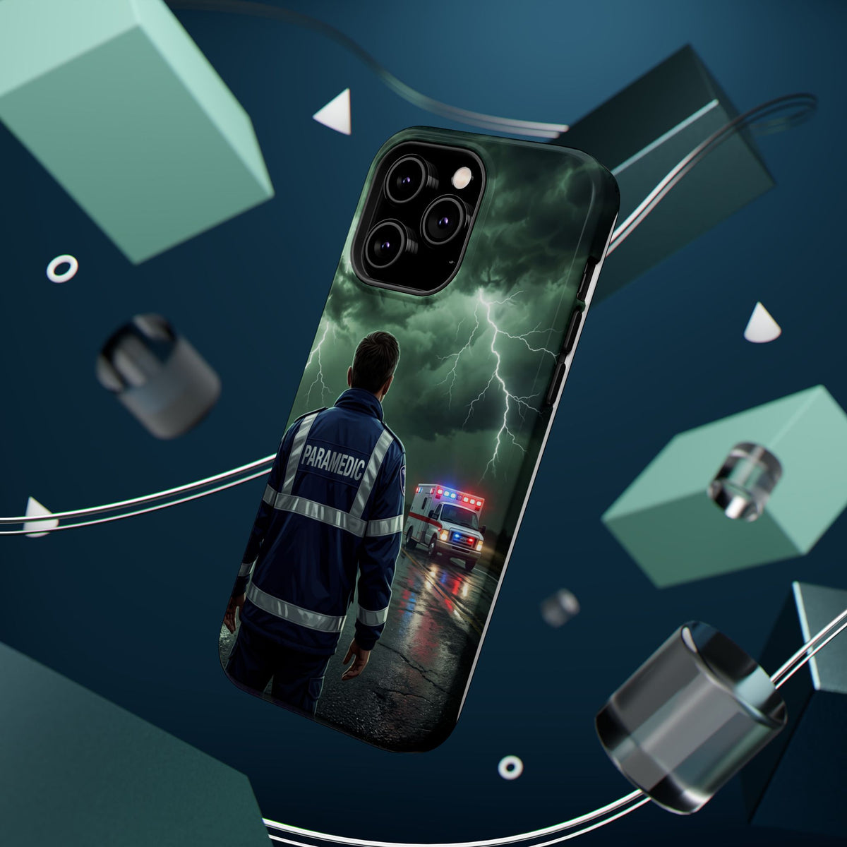Paramedic Green Storm Phone Case — Magnetic Wireless Charging Cover