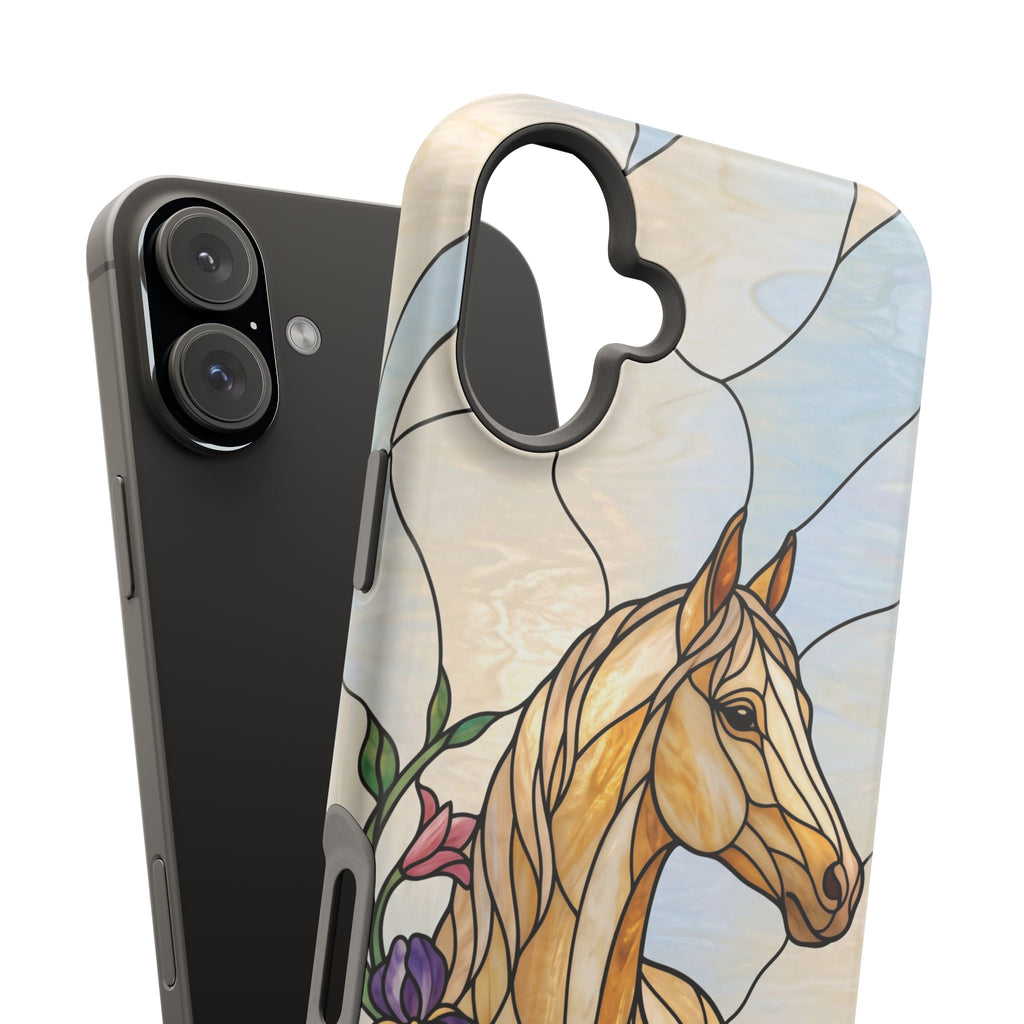 Floral Stained Glass Horse Phone Case — Tough Magnetic Case with Wireless Charging
