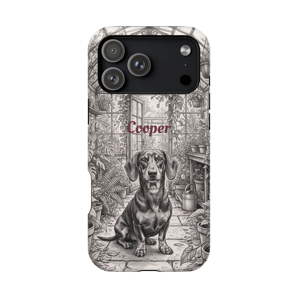 Personalized Dachshund Vintage Greenhouse Phone Case — Wireless Charging Cover