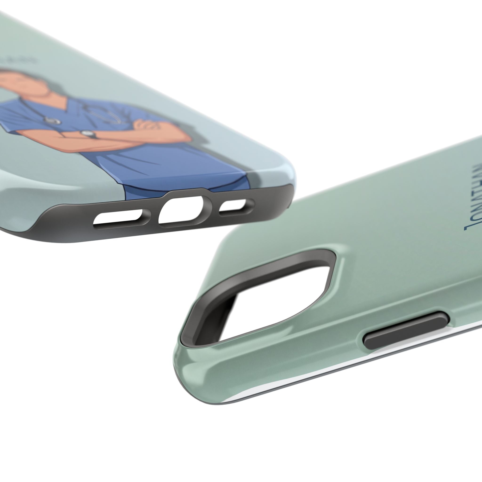 Personalized Nurse Portrait Phone Case — Impact-Resistant Wireless Charging Cover