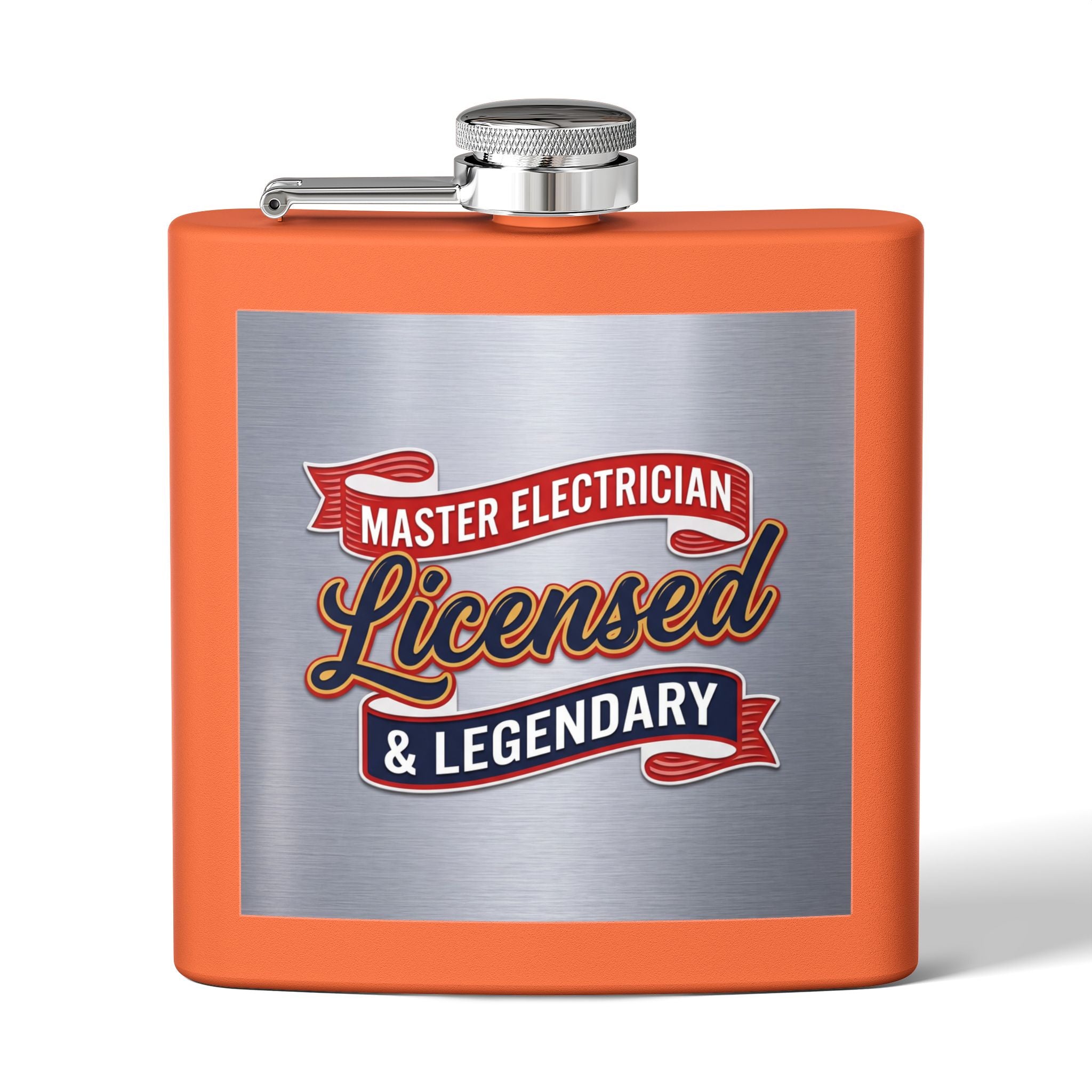 Flask — "Master Electrician: Licensed & Legendary" (Crest Edition) 6oz Stainless Steel Hip Flask