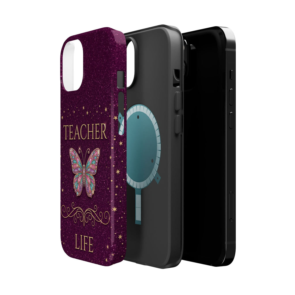 Teacher Life Glitter Butterfly Phone Case — Wireless Charging Cover