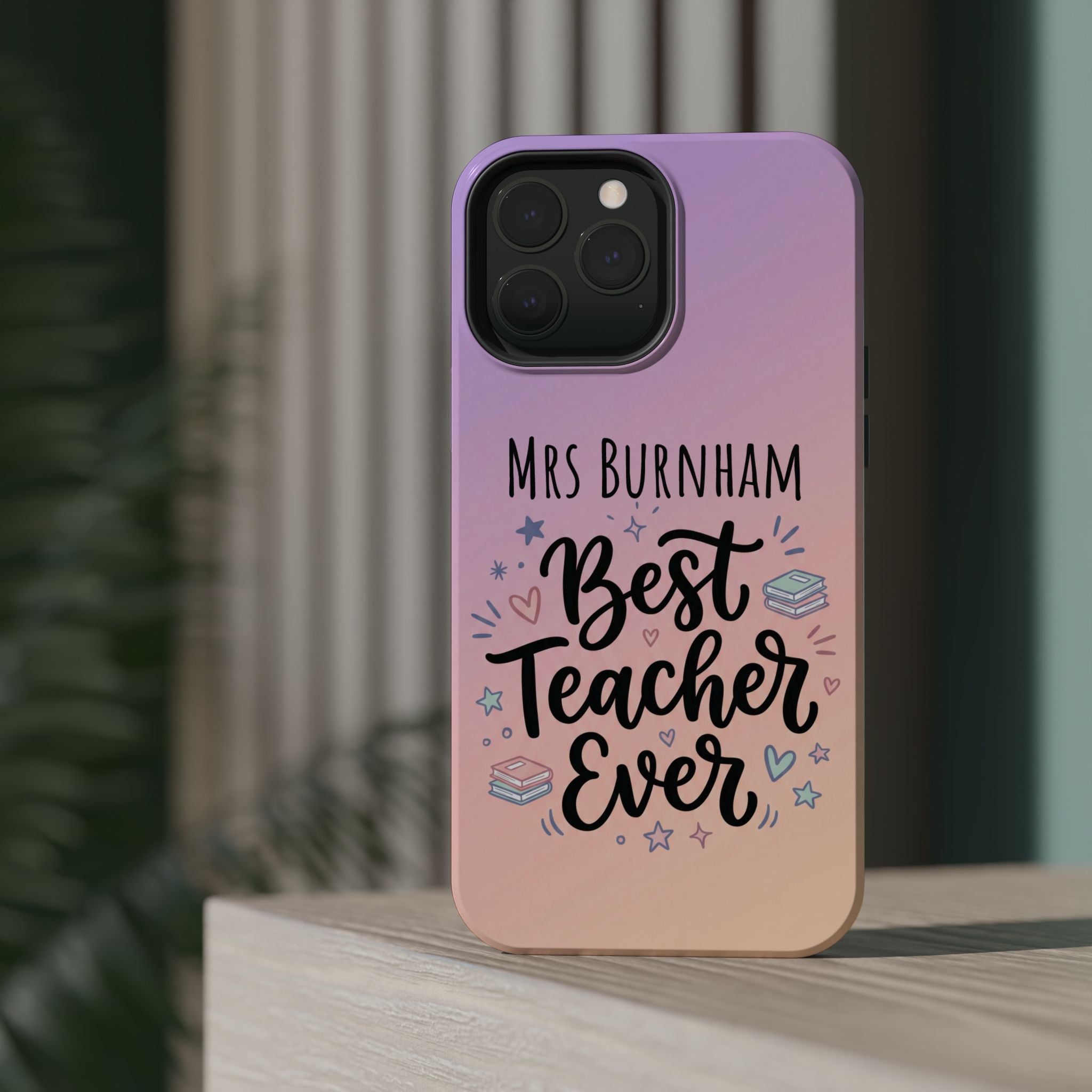 Best Teacher Ever Personalized Phone Case — Wireless Charging Cover