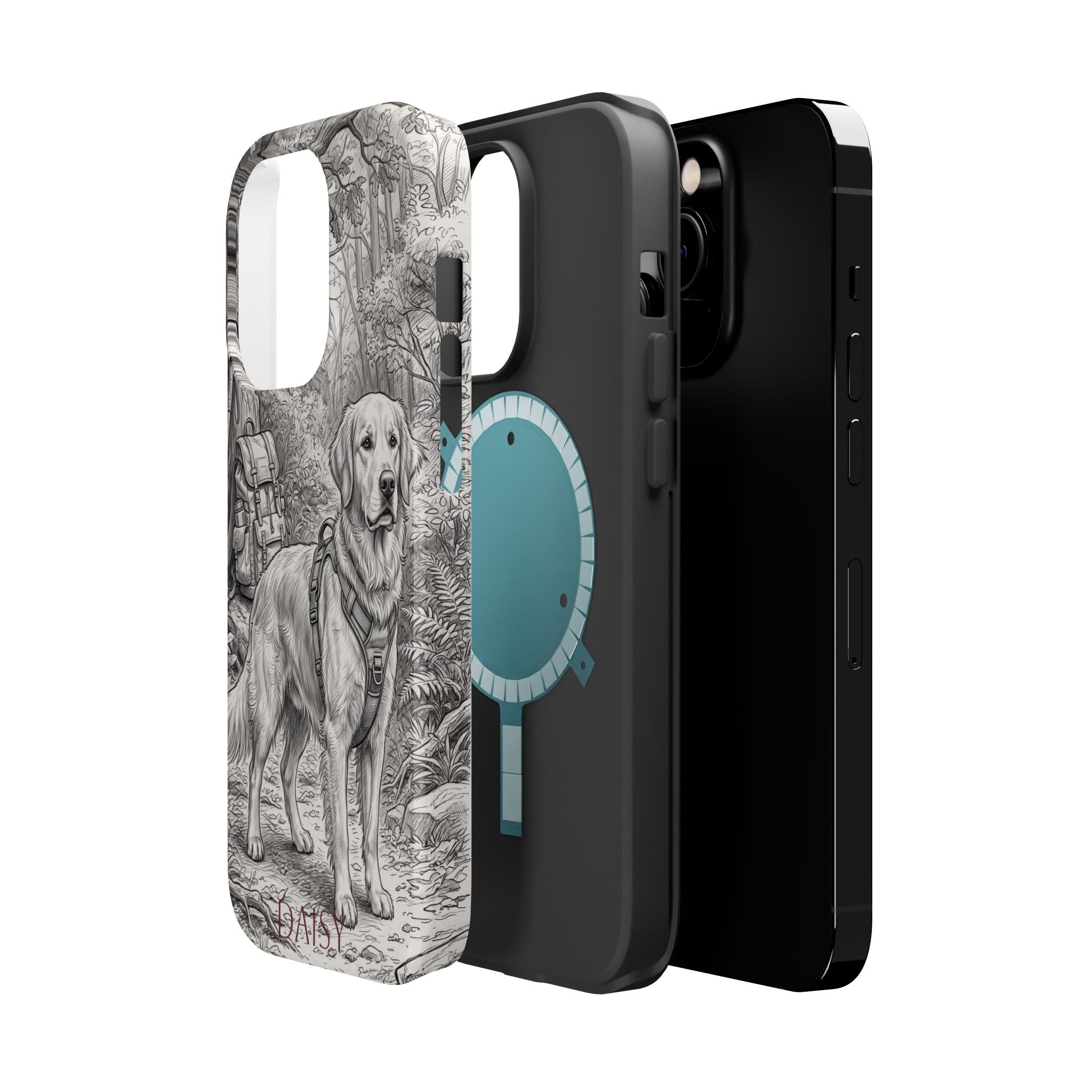Personalized Golden Retriever Woodland Trail Phone Case — Wireless Charging Cover