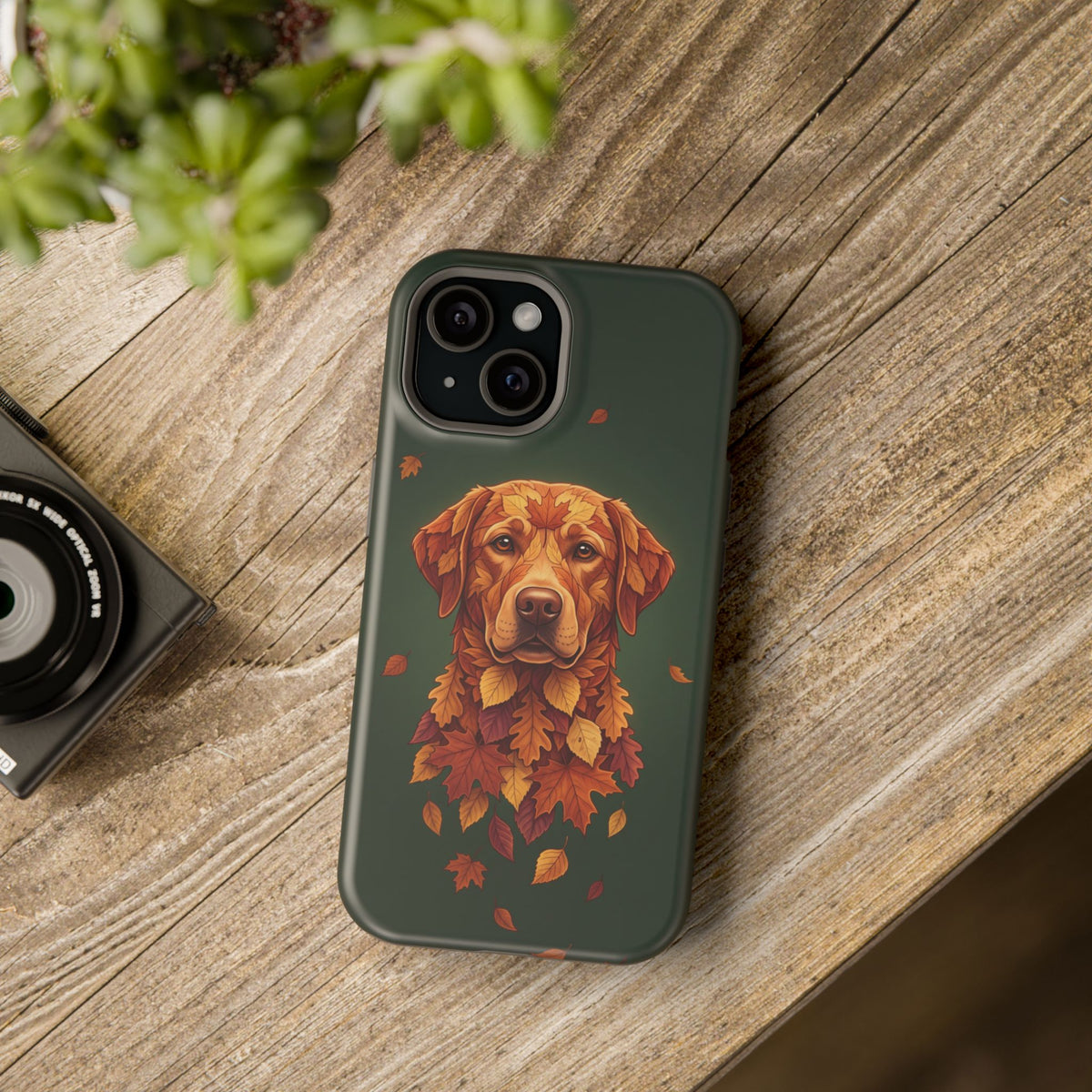 Autumn Leaves Labrador Phone Case — Tough Magnetic Case with Wireless Charging