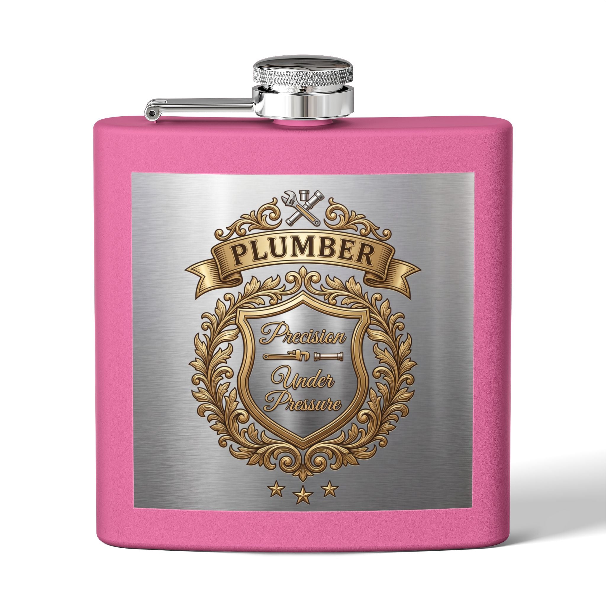 Flask — "Plumber: Precision Under Pressure" 6oz Stainless Steel Hip Flask