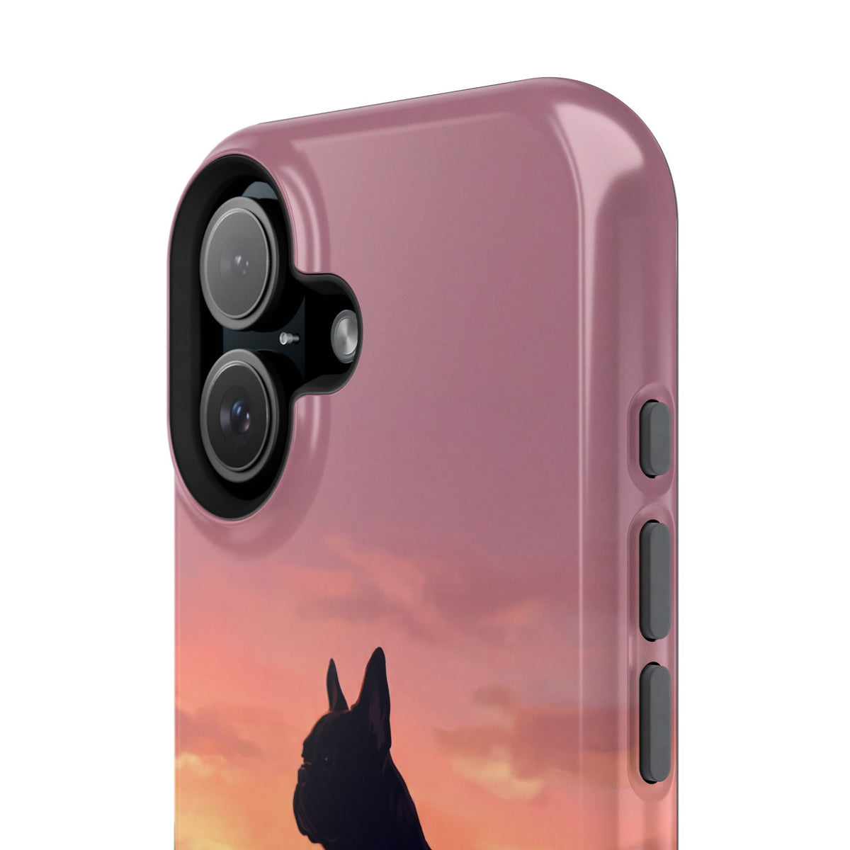 Personalized French Bulldog City Skyline Sunset Phone Case — Wireless Charging Cover