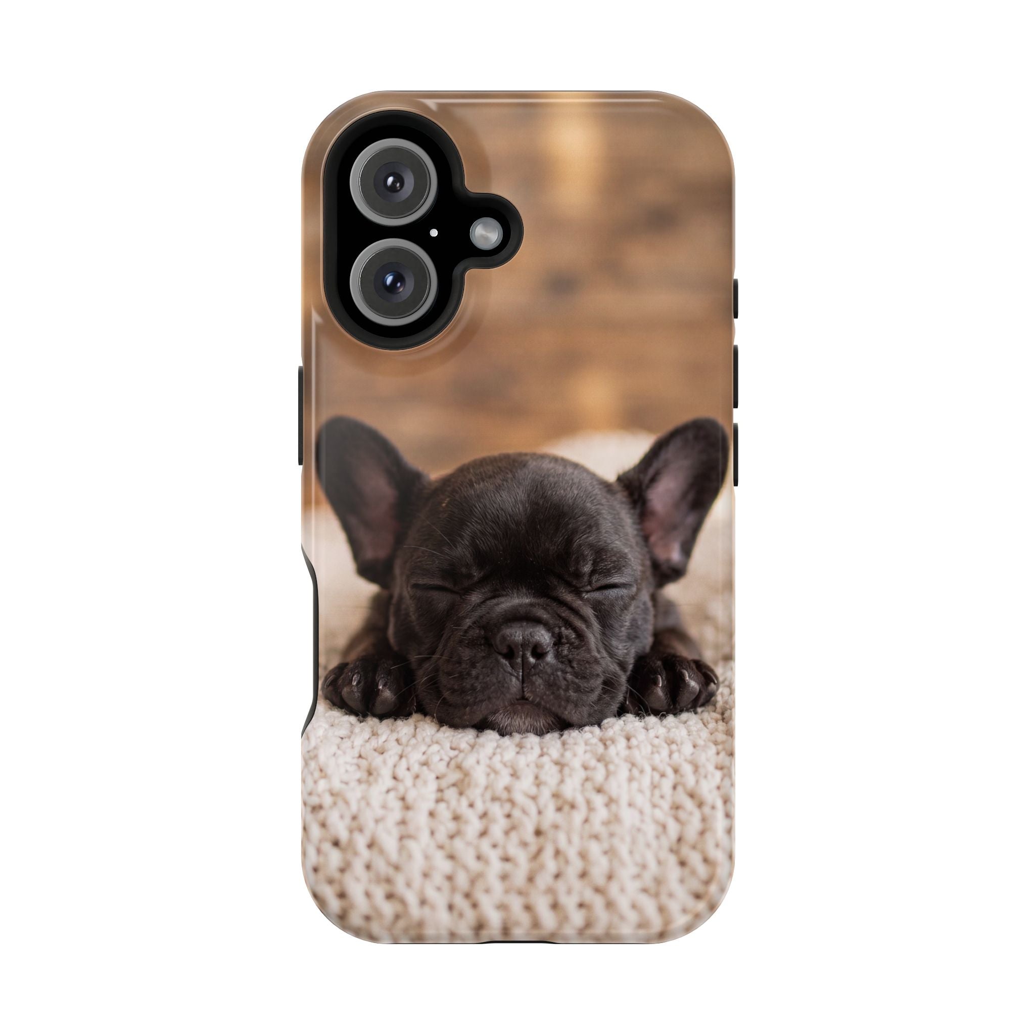 Sleepy French Bulldog Phone Case — Impact-Resistant Wireless Charging Cover