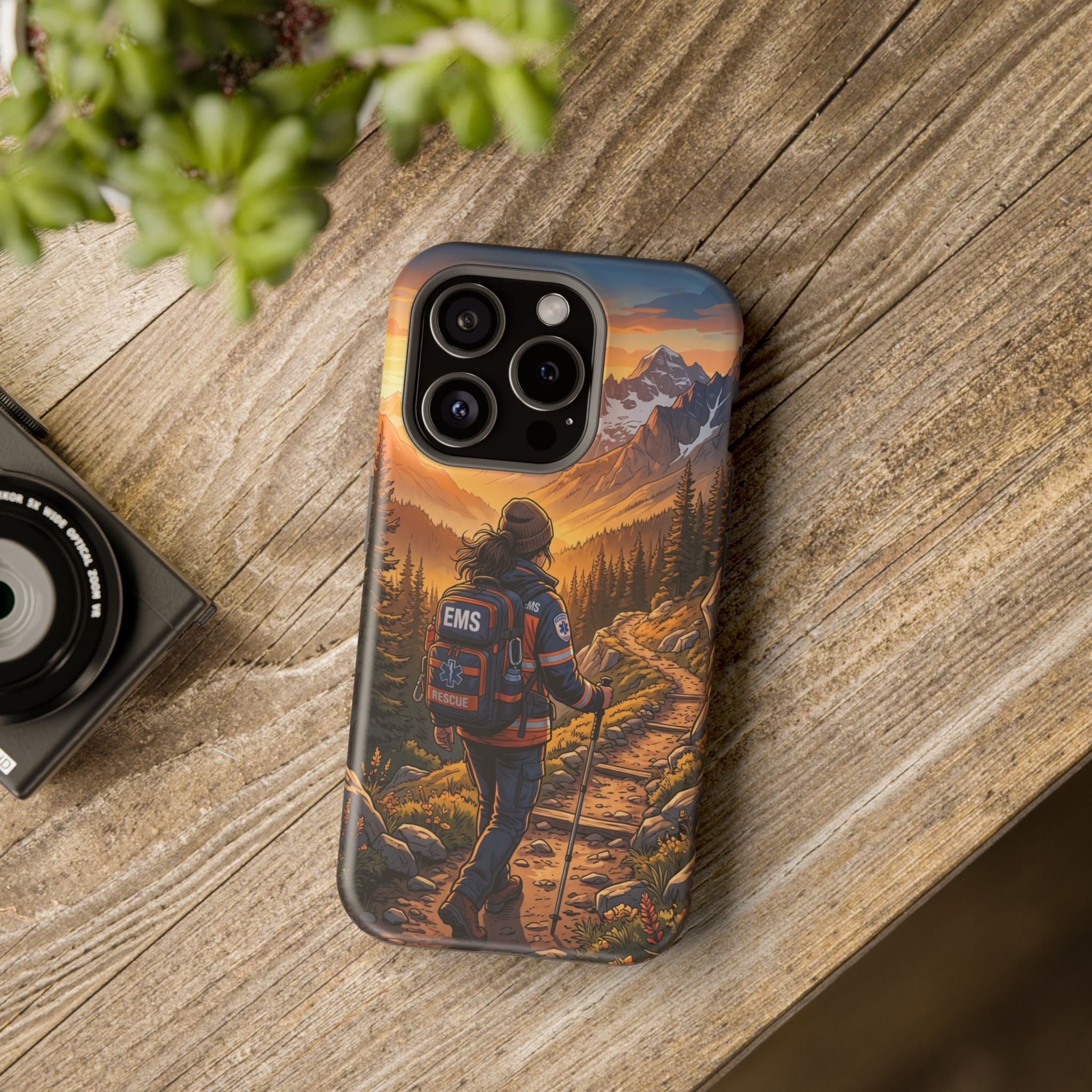 Paramedic/EMT Mountain Phone Case — Magnetic Wireless Charging Cover