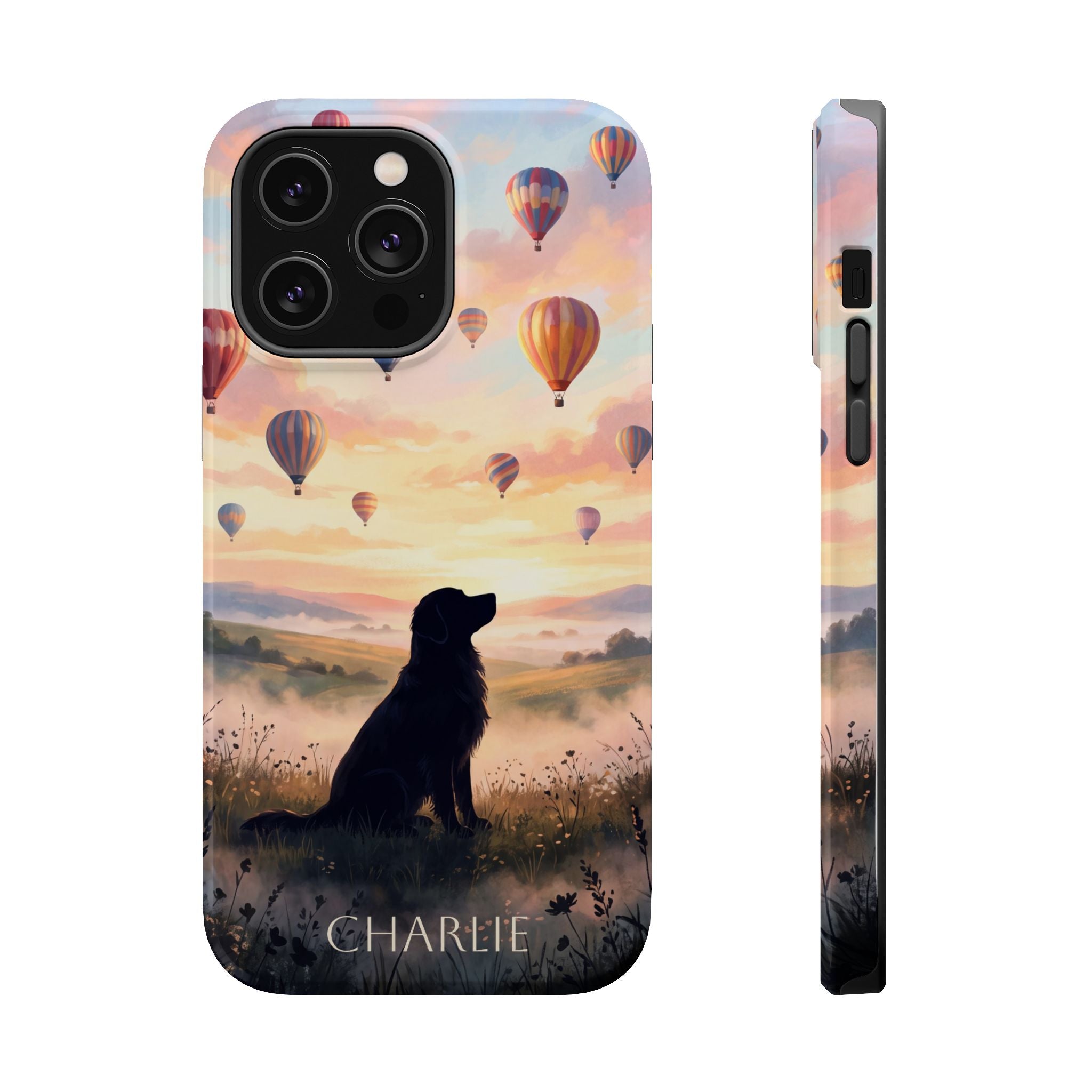 Personalized Golden Retriever Hot Air Balloon Phone Case — Wireless Charging Cover