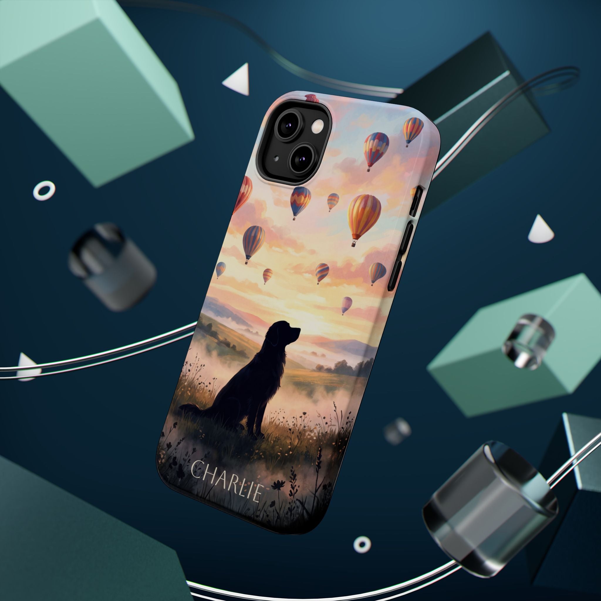 Personalized Golden Retriever Hot Air Balloon Phone Case — Wireless Charging Cover