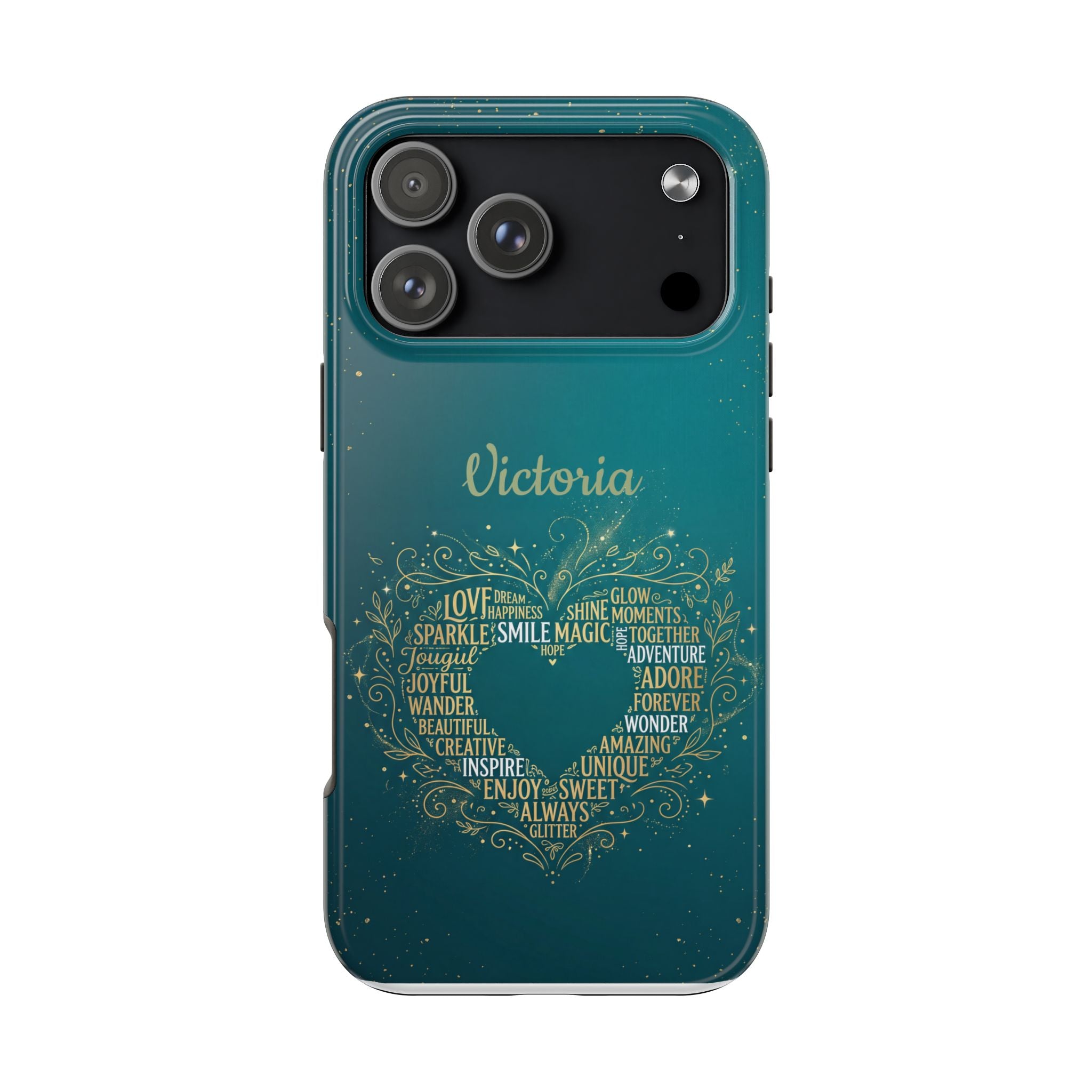 Personalized Teacher Phone Case — Custom Name Heart Word Art Design
