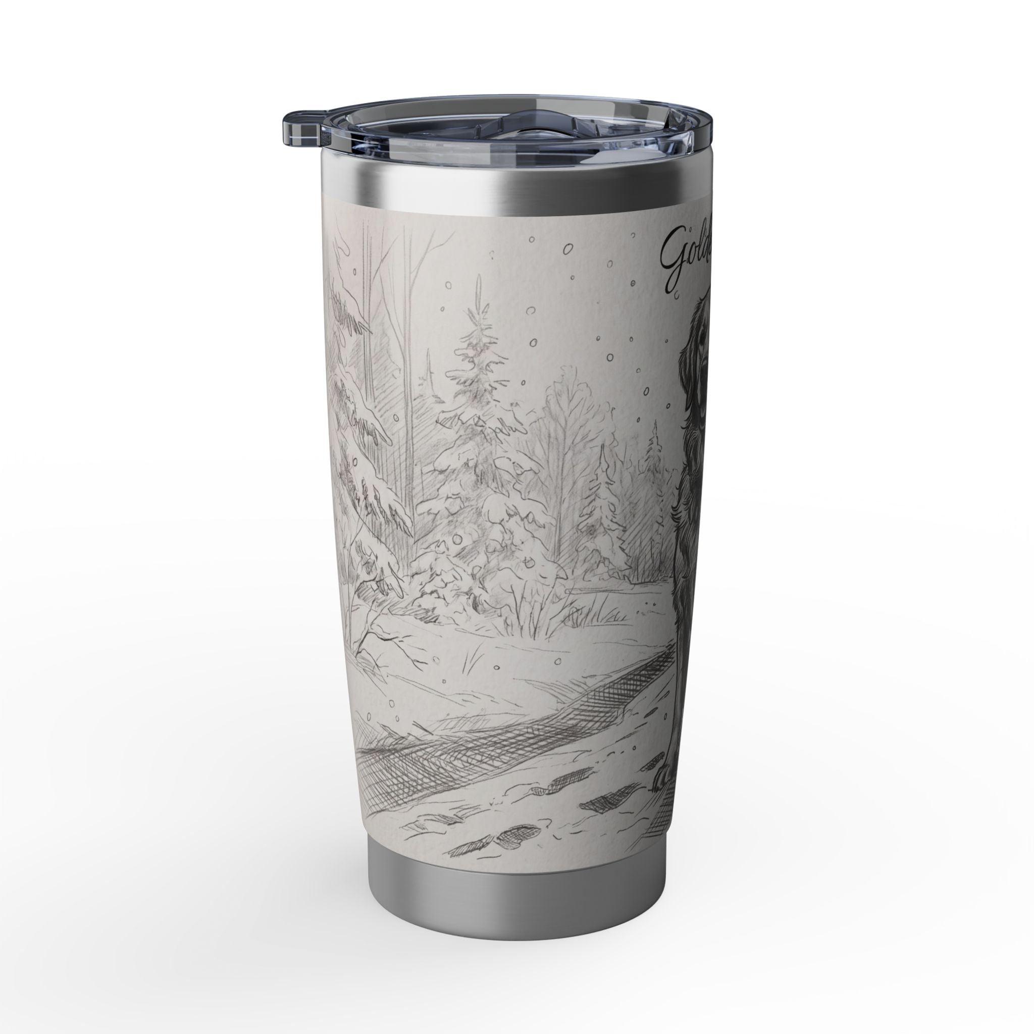 Golden Retriever Tumbler Personalized – 20 oz Stainless Steel Travel Mug with Custom Name, Woodland Forest Design