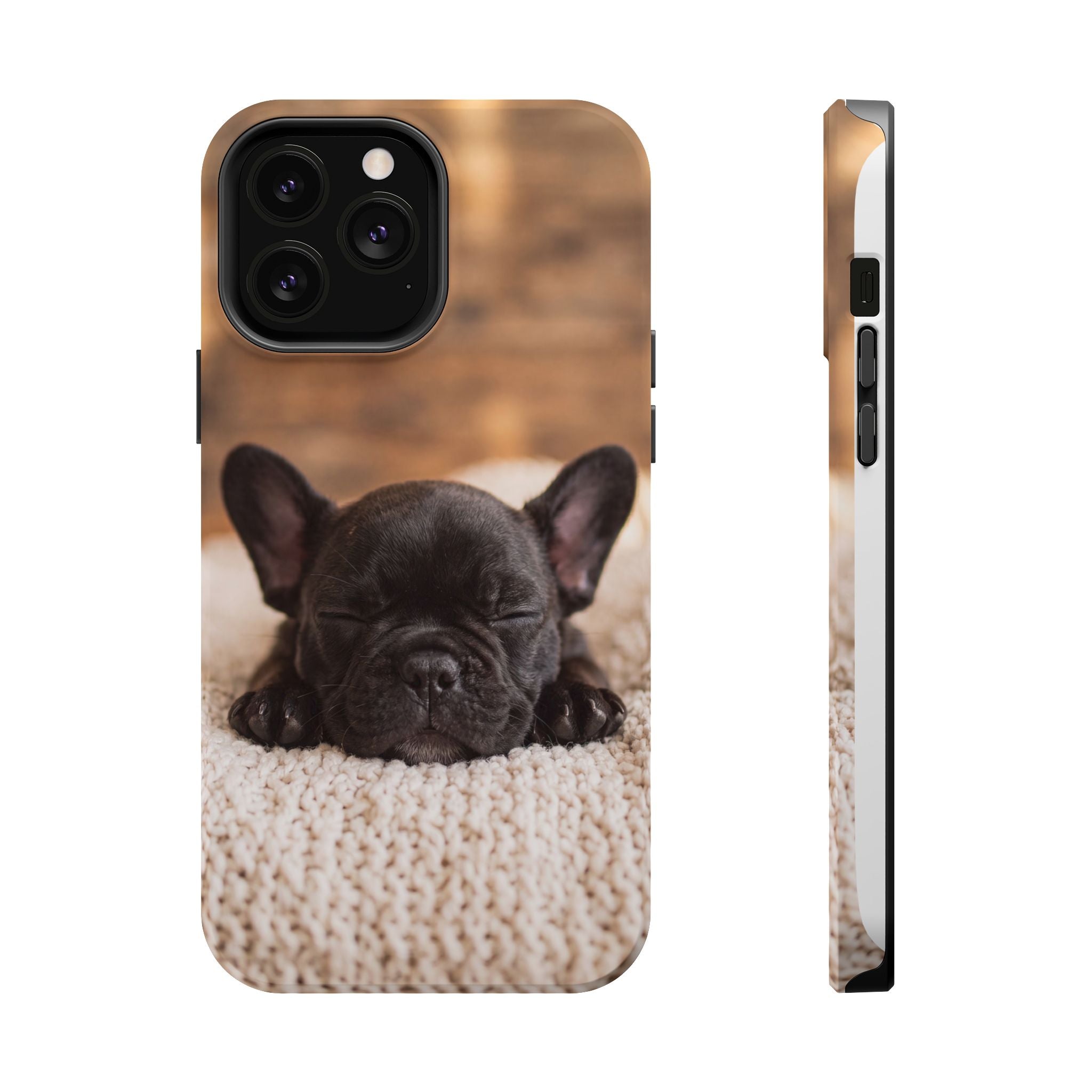 Sleepy French Bulldog Phone Case — Impact-Resistant Wireless Charging Cover