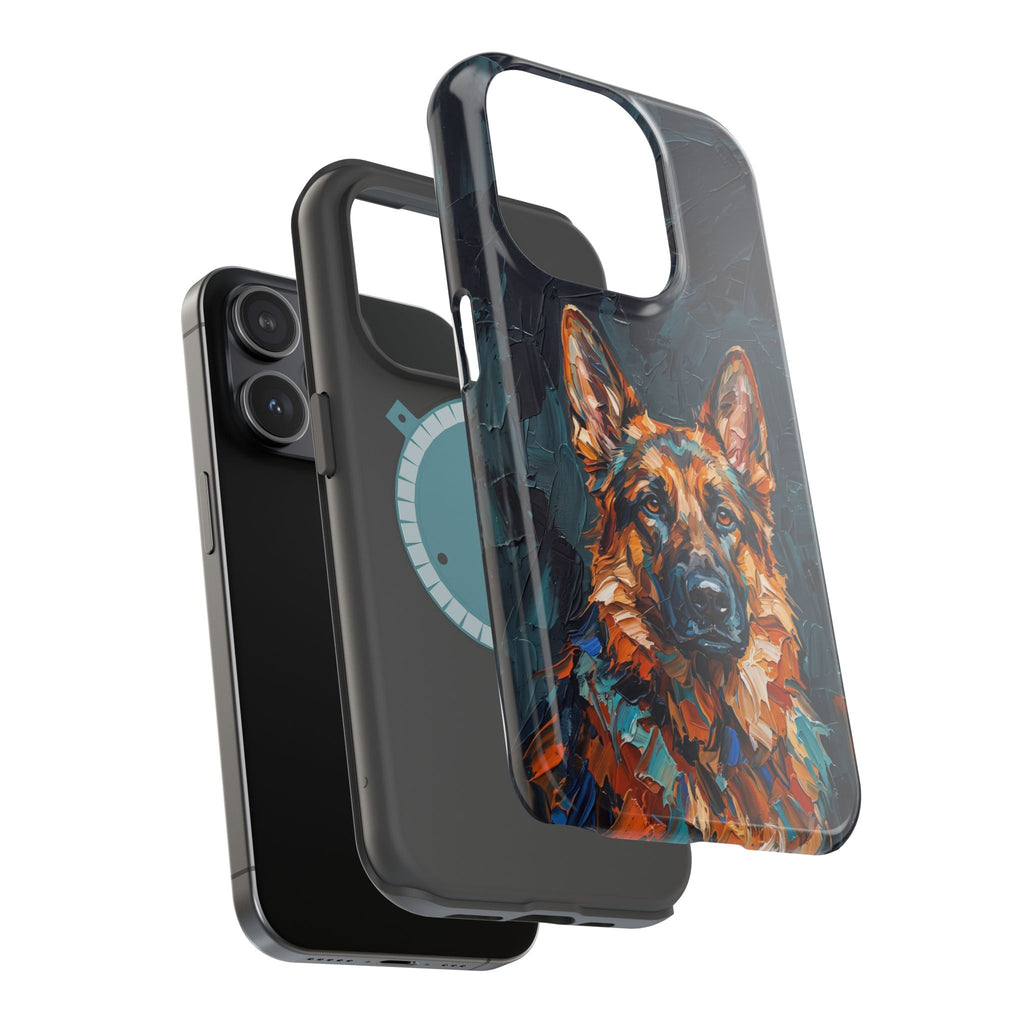 German Shepherd Phone Case | Palette Knife Painting Art — Tough Magnetic Case with Wireless Charging