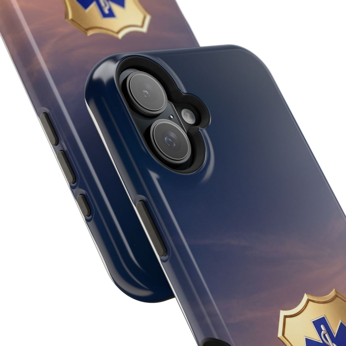 Gold Paramedic Badge Sunset Sky Phone Case — Magnetic Wireless Charging Cover