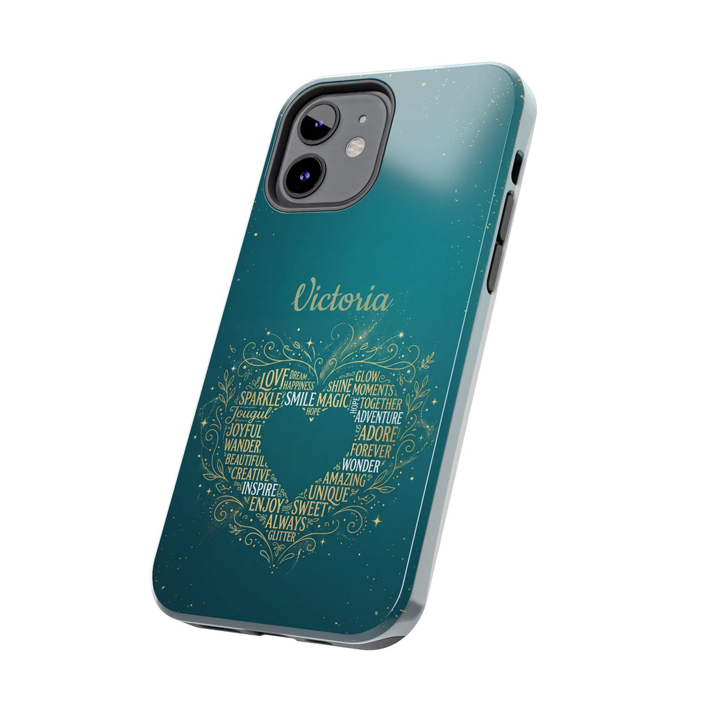 Personalized Teacher Phone Case — Custom Name Heart Word Art Design