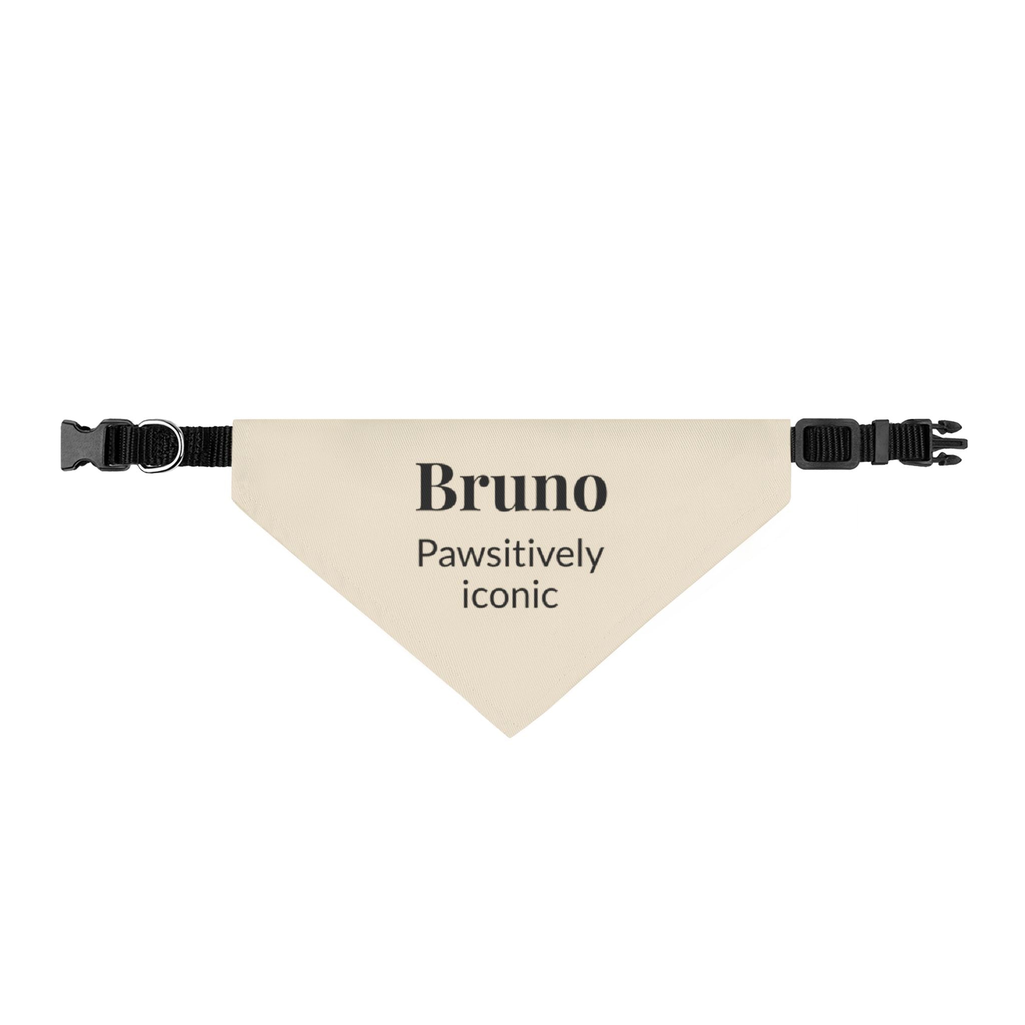 Personalized Dachshund Bandana | Custom Name Pet Bandana | Warm Cream Pawsitively Iconic Dog Bandana