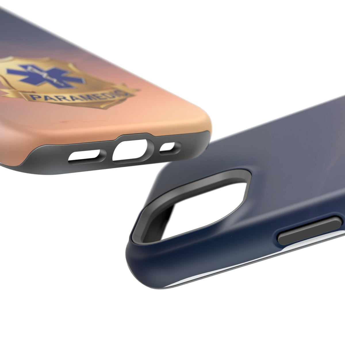 Gold Paramedic Badge Sunset Sky Phone Case — Magnetic Wireless Charging Cover