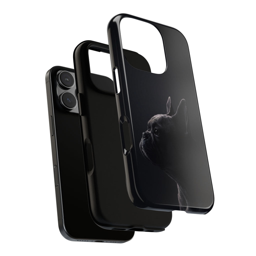 Silhouette French Bulldog Phone Case | Minimalist Black-on-Black Frenchie Profile | iPhone & Samsung
