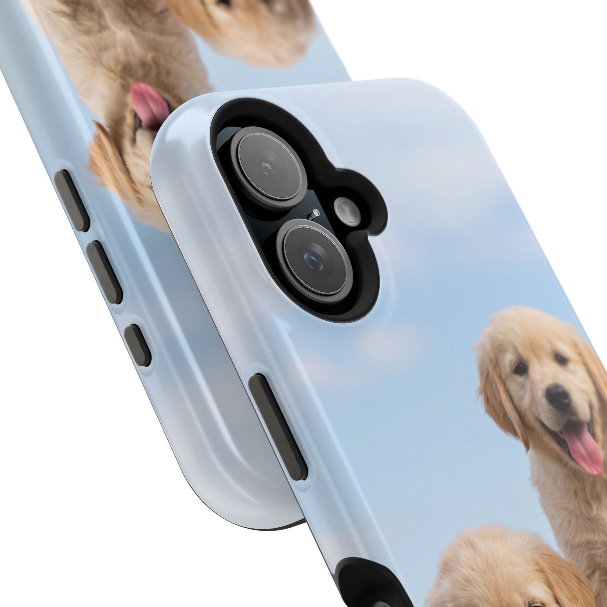Golden Retriever Puppy Duo Phone Case — Impact-Resistant Wireless Charging Cover
