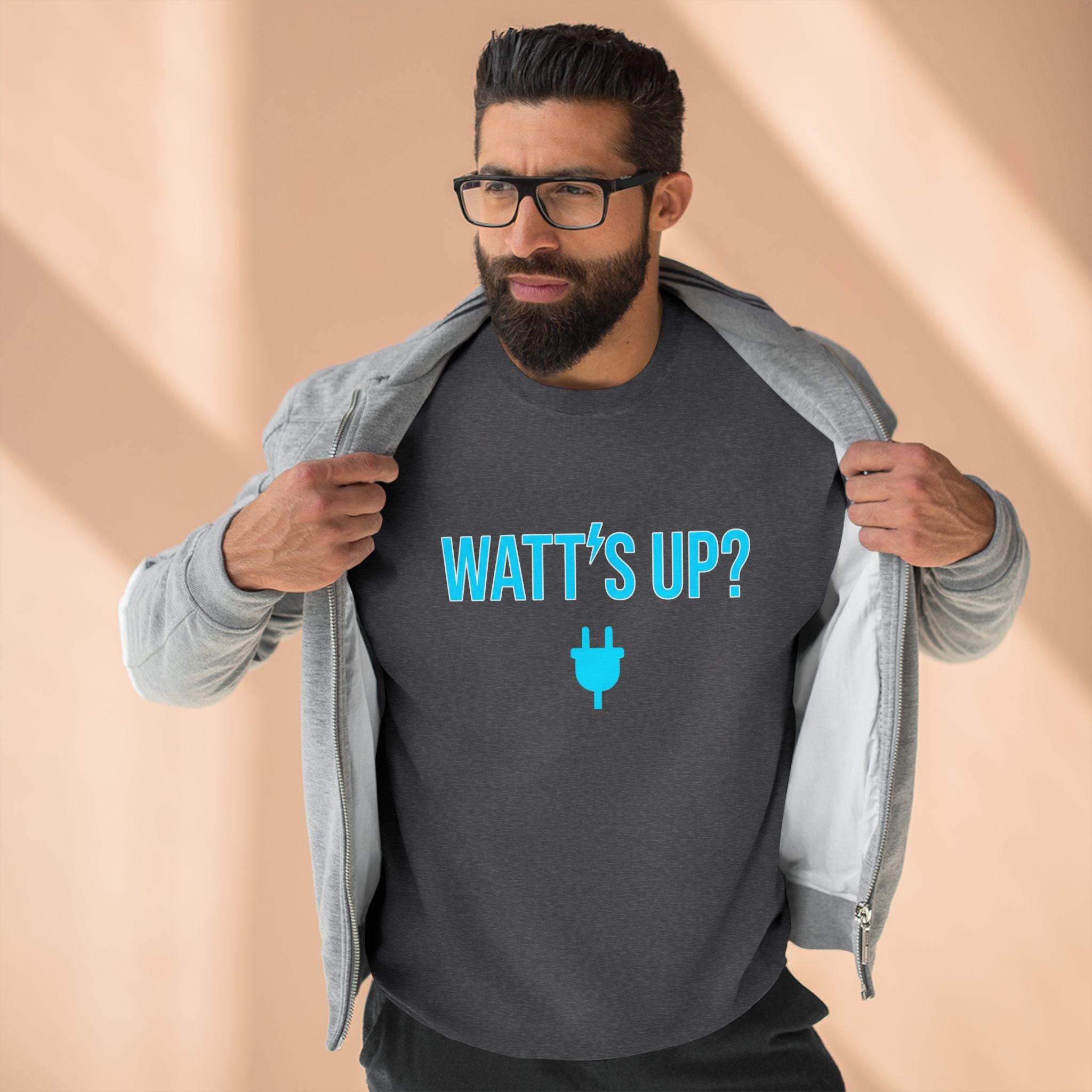 Watt's Up Electrician Sweatshirt | Funny Electrician Gift Crewneck