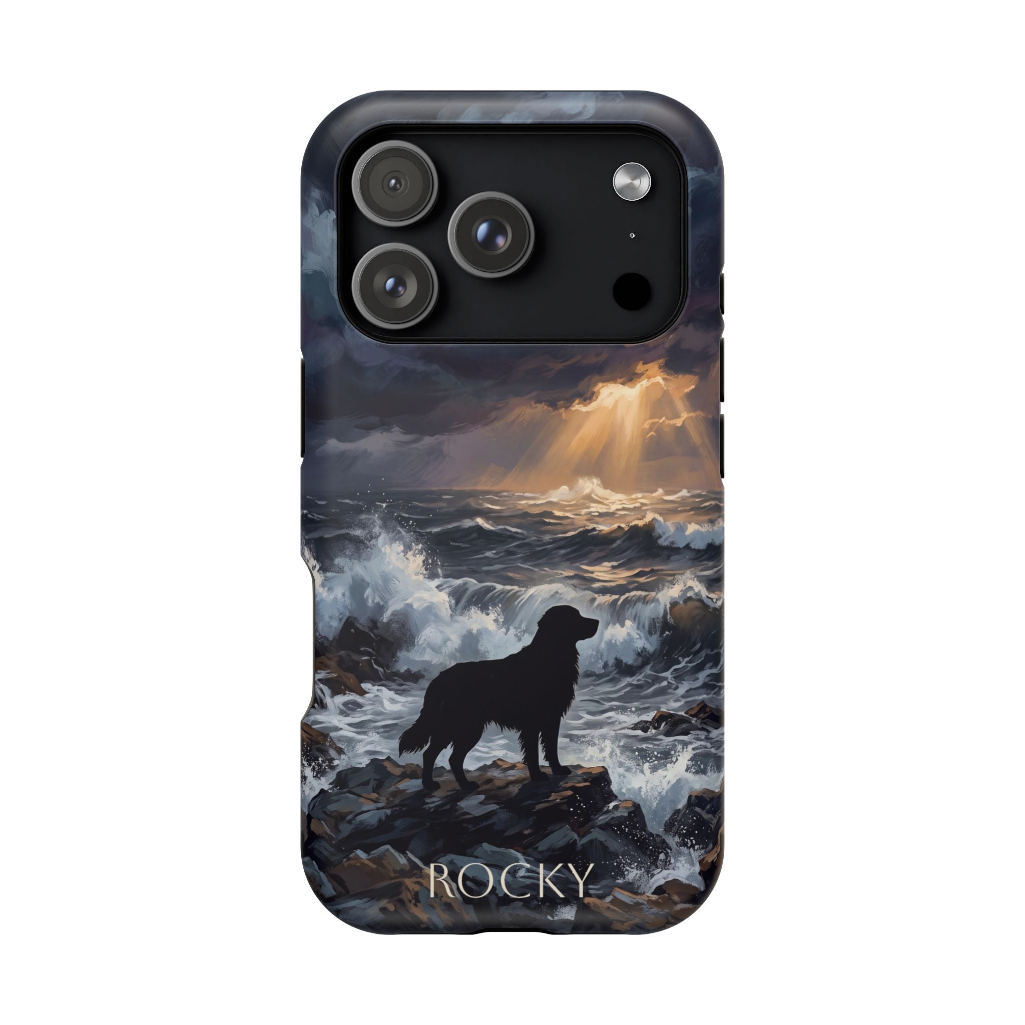 Personalized Golden Retriever Stormy Sea Phone Case — Wireless Charging Cover