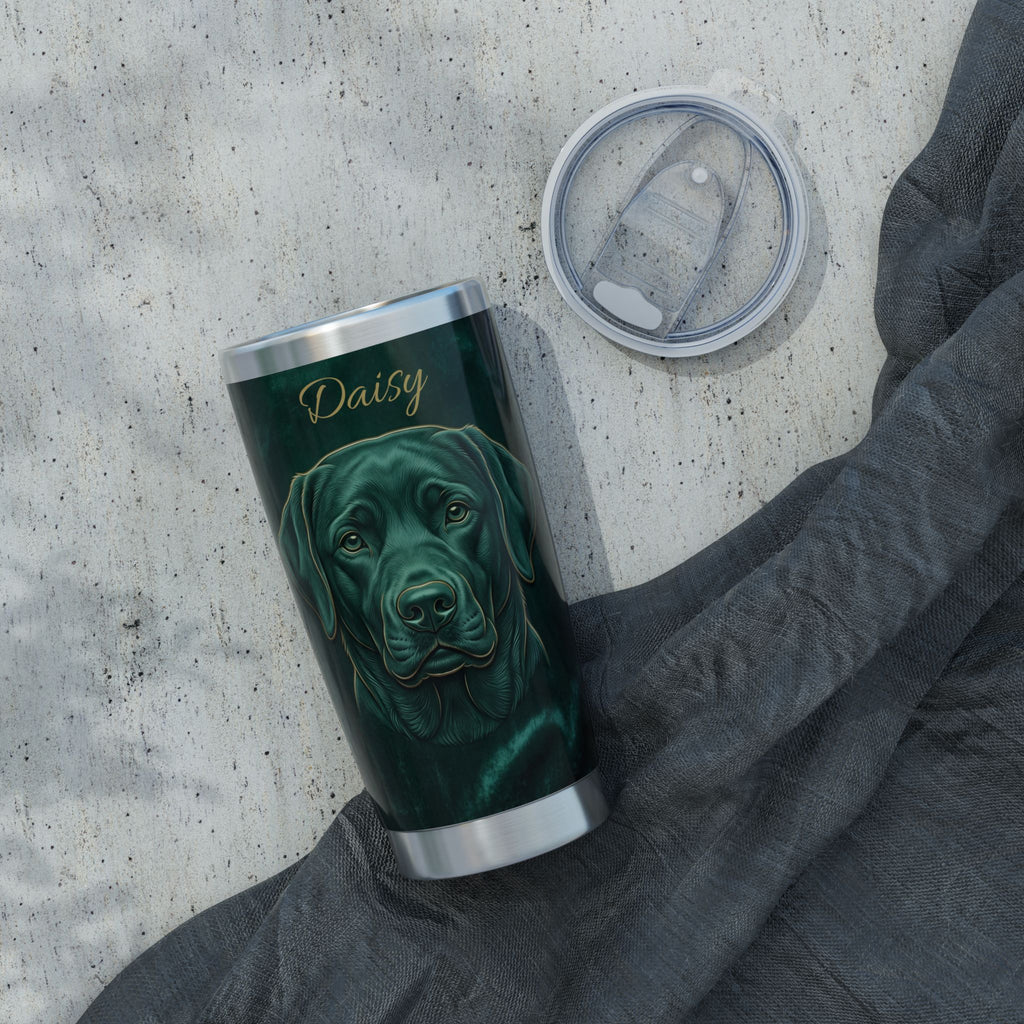 Labrador Personalized Tumbler | Emerald Velvet Art — 20 oz Stainless Travel Mug