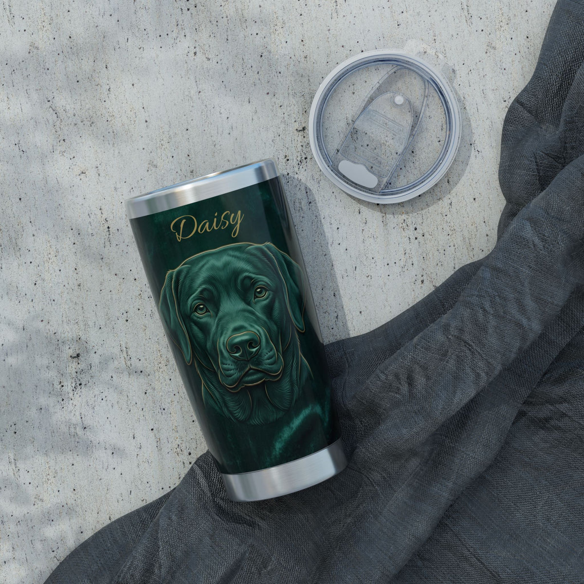 Labrador Personalized Tumbler | Emerald Velvet Art — 20 oz Stainless Travel Mug