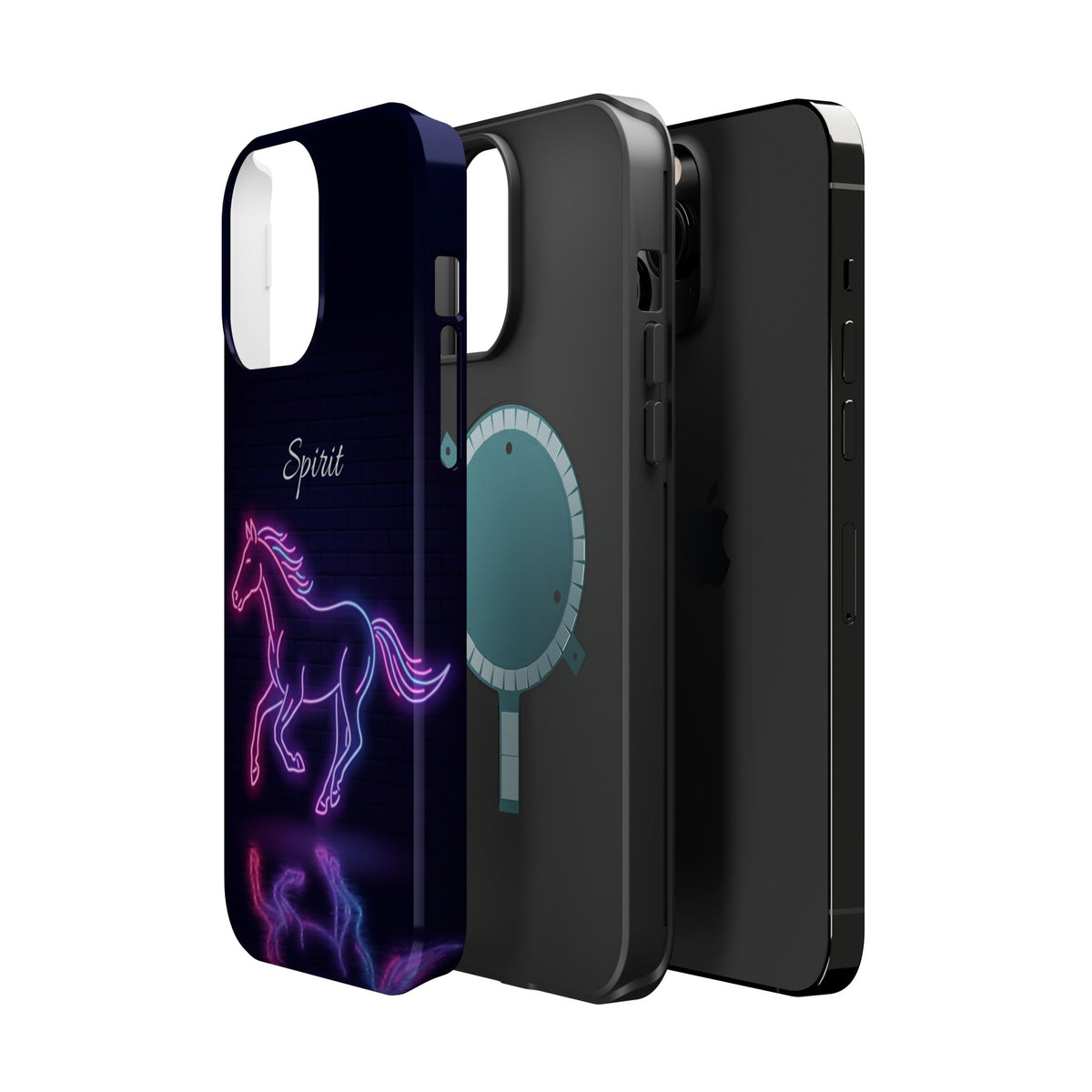 Personalized Neon Glow Horse Phone Case — Tough Magnetic Case with Wireless Charging