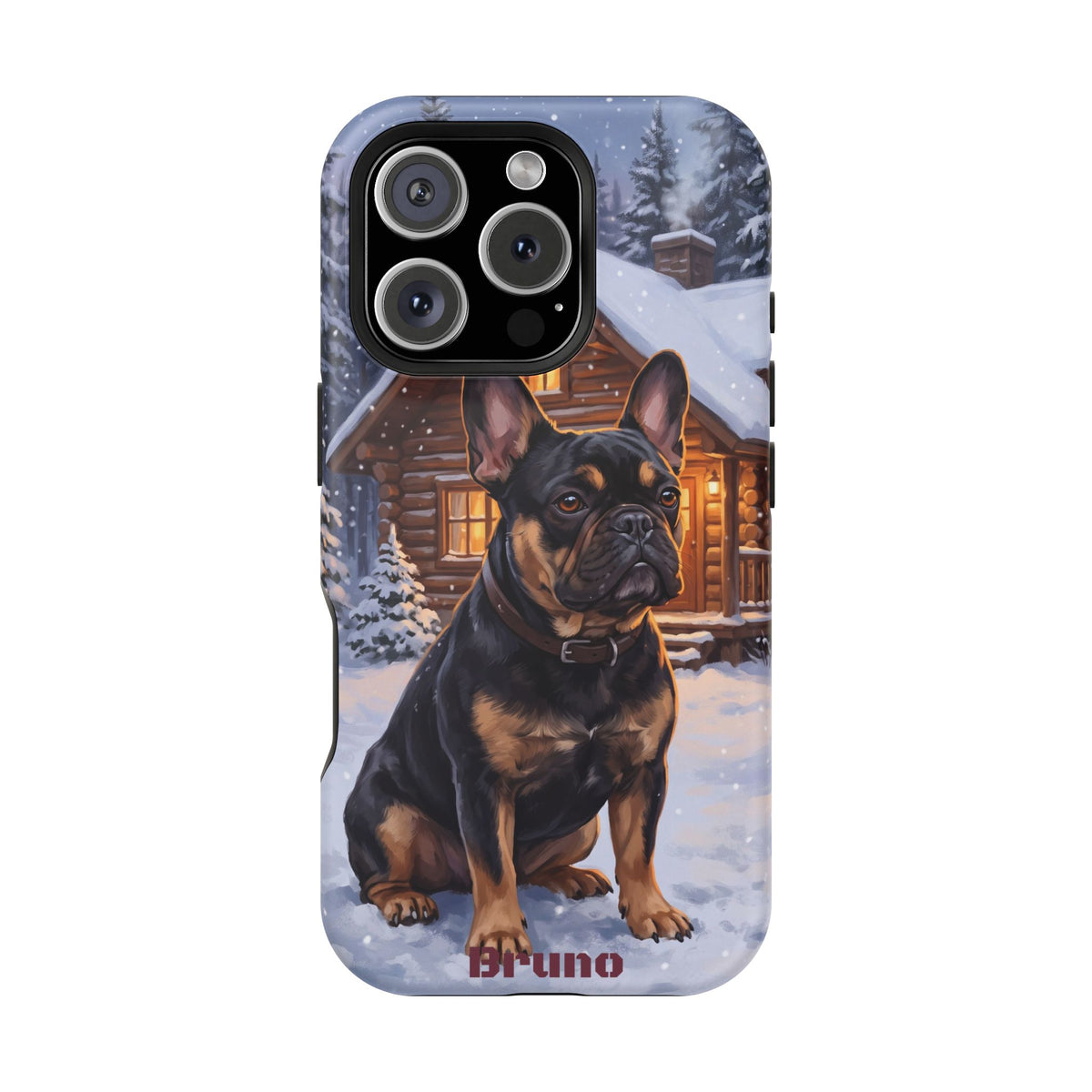 Personalized French Bulldog Cozy Cabin Phone Case — Wireless Charging Cover