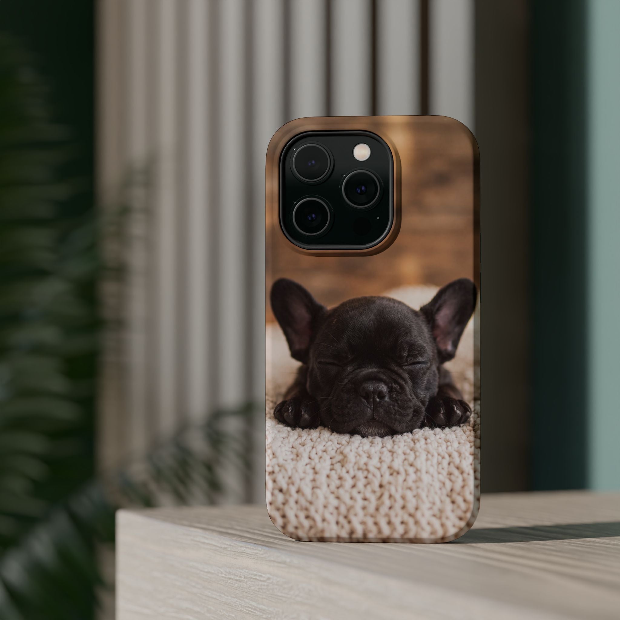 Sleepy French Bulldog Phone Case — Impact-Resistant Wireless Charging Cover