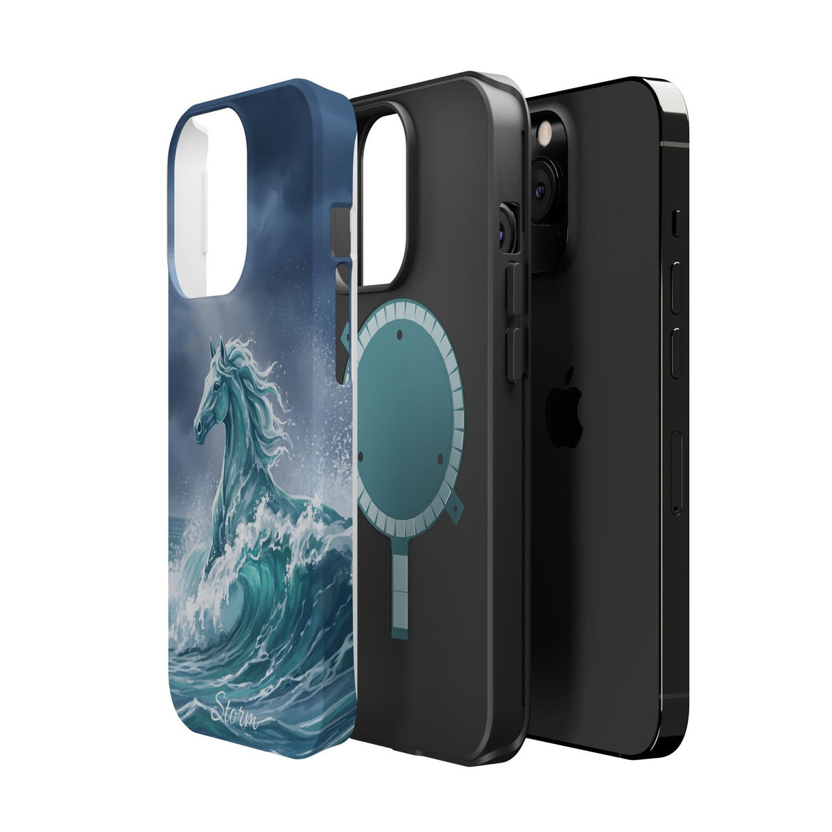 Personalized Ocean Wave Horse Phone Case — Tough Magnetic Case with Wireless Charging