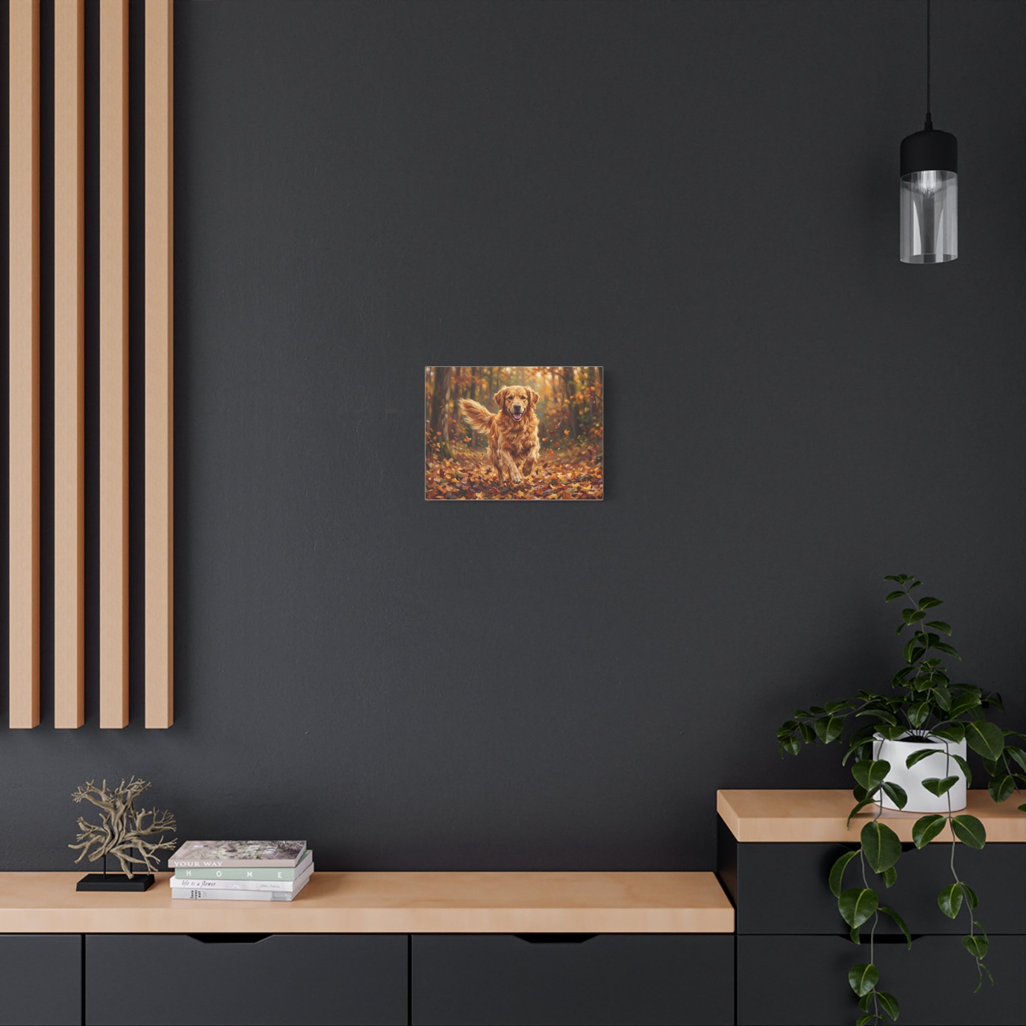 Golden Retriever Autumn Canvas — Stretched Matte Wall Art