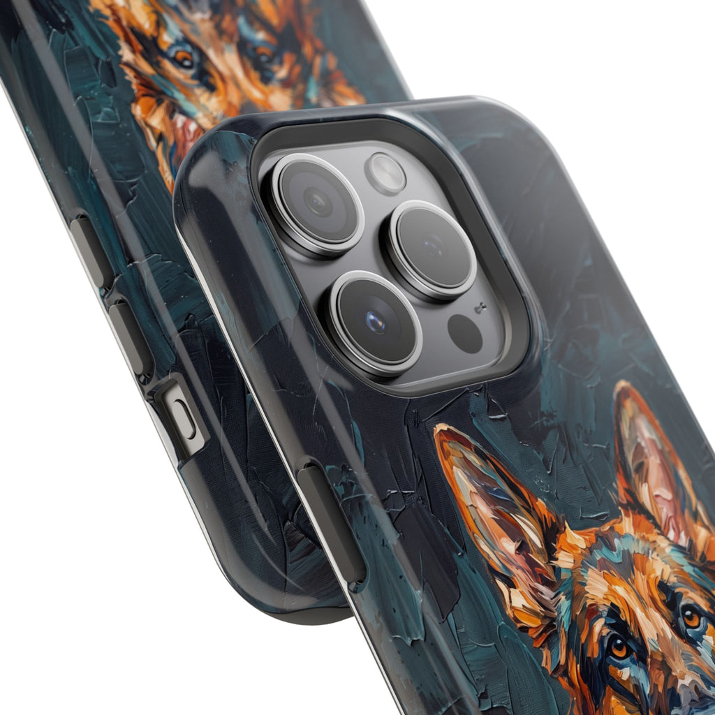 German Shepherd Phone Case | Palette Knife Painting Art — Tough Magnetic Case with Wireless Charging