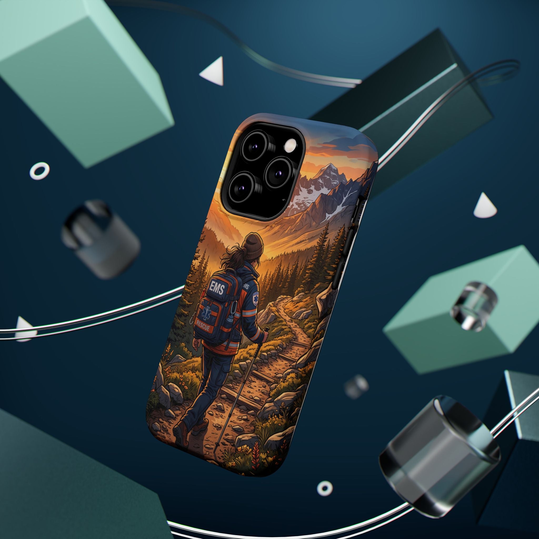 Paramedic/EMT Mountain Phone Case — Magnetic Wireless Charging Cover