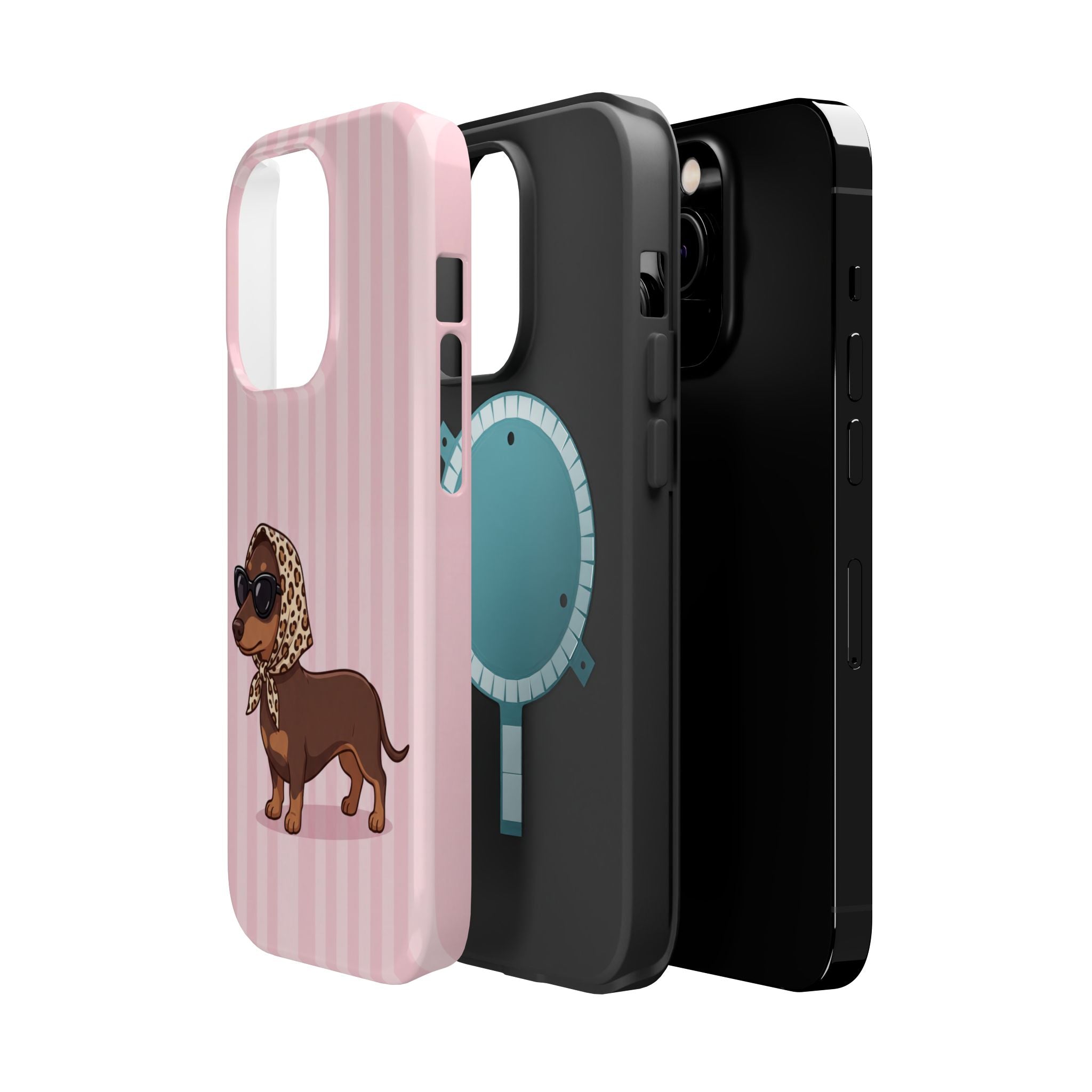 Preppy Dachshund Phone Case — Impact-Resistant Wireless Charging Cover