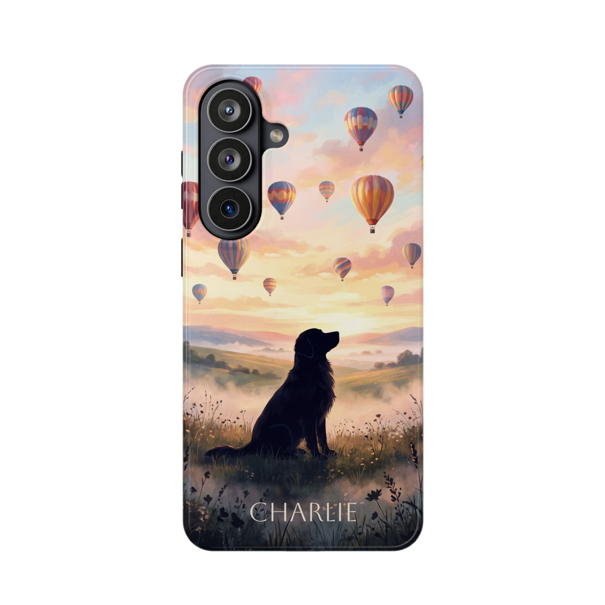 Personalized Golden Retriever Hot Air Balloon Phone Case — Wireless Charging Cover