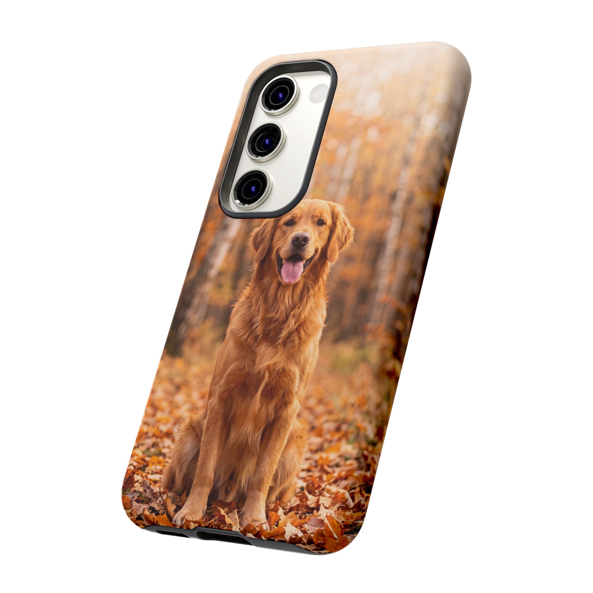 Golden Retriever Autumn Forest Phone Case | Happy Dog in Fall Foliage | Samsung & iPhone