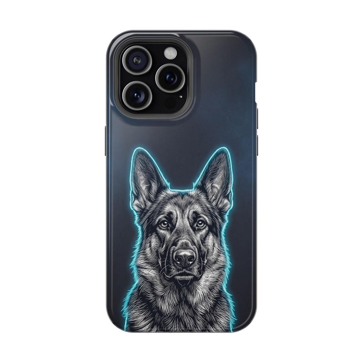 German Shepherd Phone Case | Neon Glow Sketch Art — Tough Magnetic Case with Wireless Charging