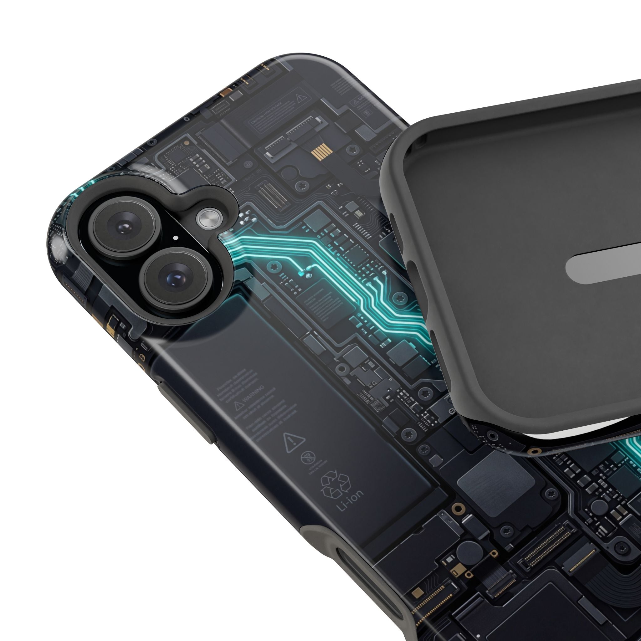 Cyan Bolt Electrician Phone Case — Electric Circuit Wireless Charging Cover